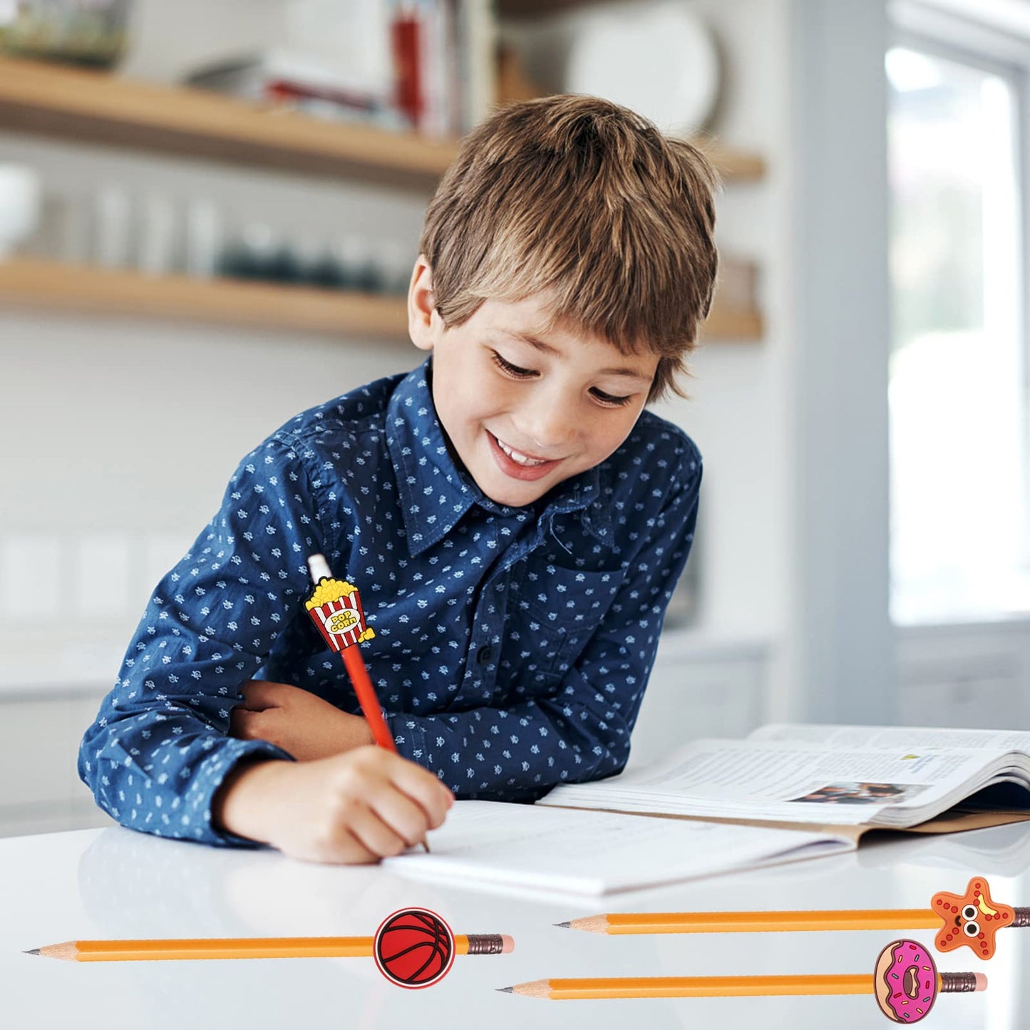 Zddaoole 60 Pcs Cute Pencil Toppers – Assorted Designs for School Prizes & Classroom Rewards