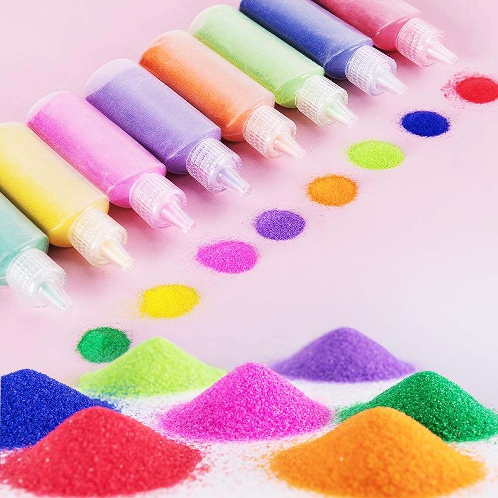 Zddaoole 32 PCS Art Sand Kit – 12 Colors & 20 Sand Art Cards | DIY Craft Set