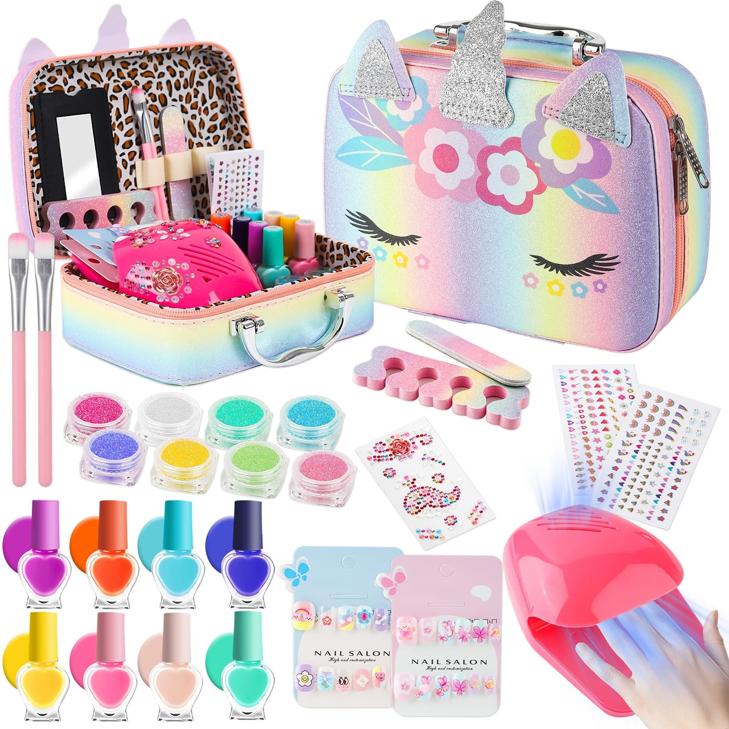 Zdolmy Kids Nail Polish Kit - Safe Peelable Polishes and Quick-Dry Salon Set