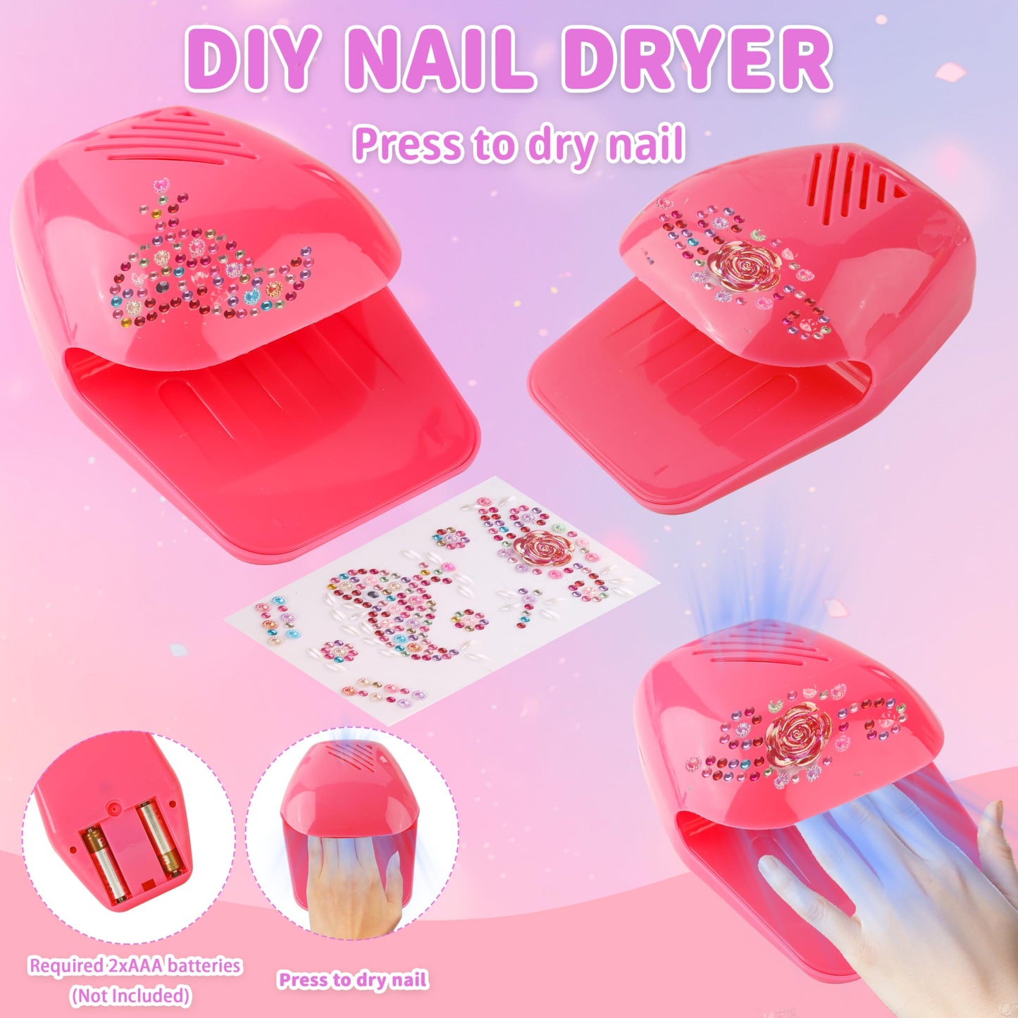 Zdolmy Kids Nail Polish Kit - Safe Peelable Polishes and Quick-Dry Salon Set