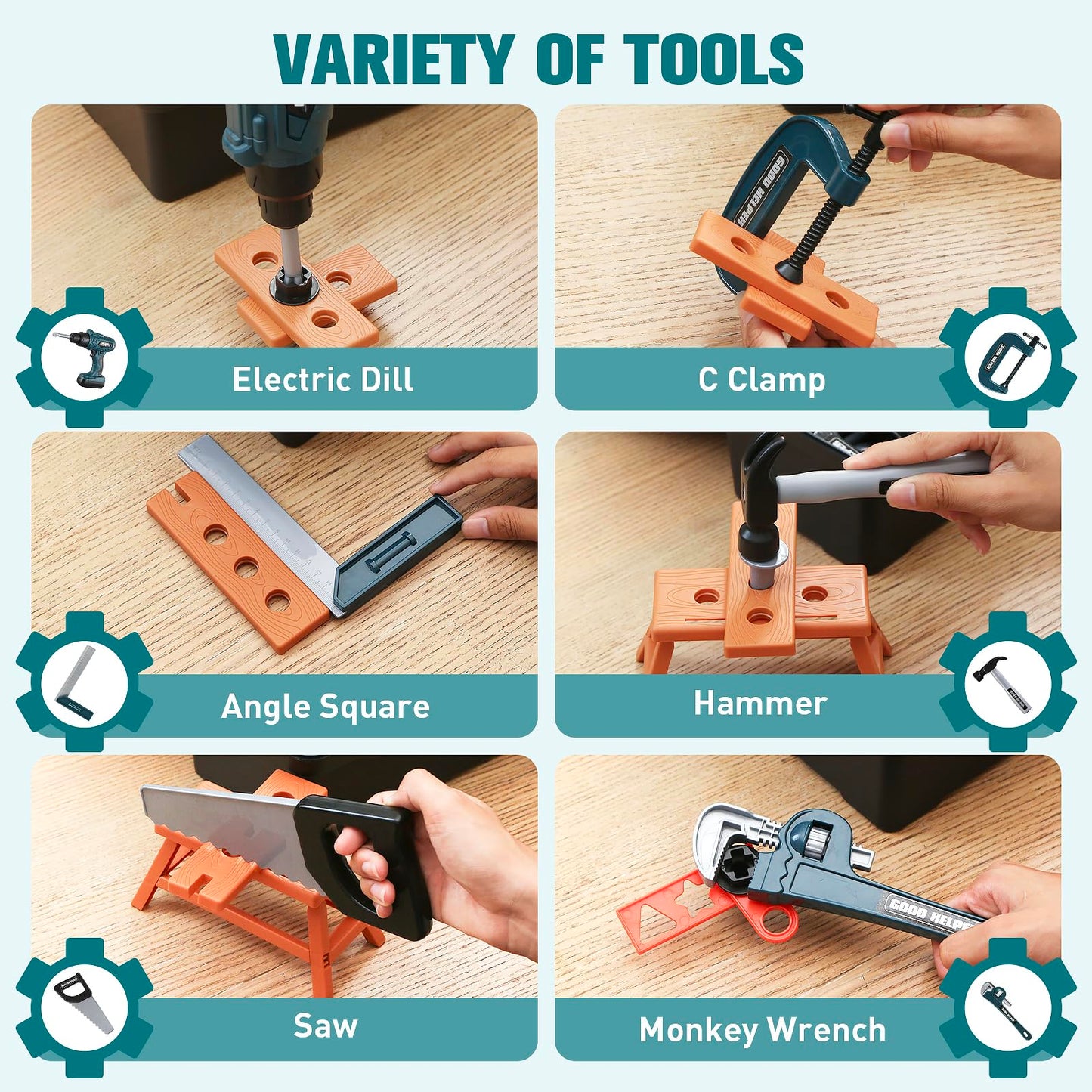 Zealous Toys Kids Tool Box – 48 PCS Pretend Play Tools Set for Ages 3-8 | Construction Play Kit