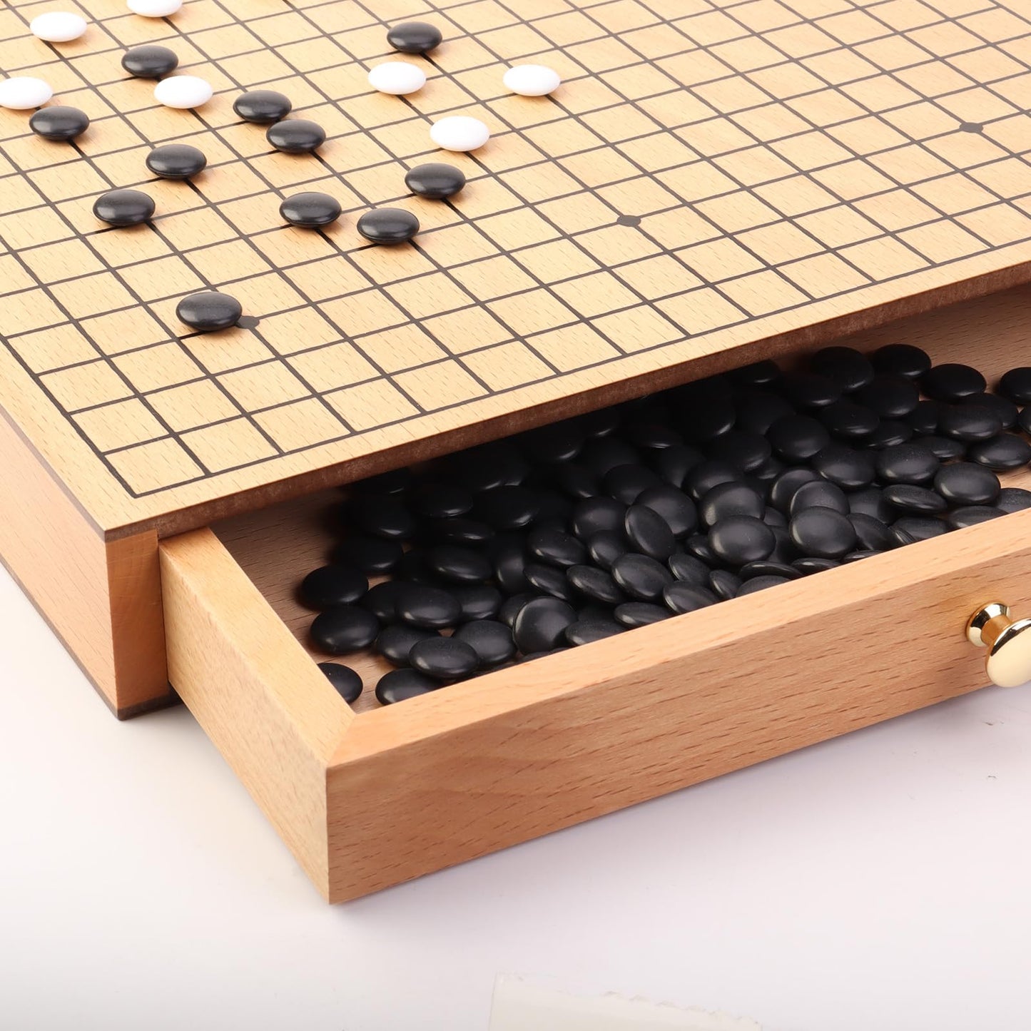 Zeamas Wooden Go Game Set – 11.8-Inch Goban with Drawers, 361 Stones, 19x19 Weiqi Board