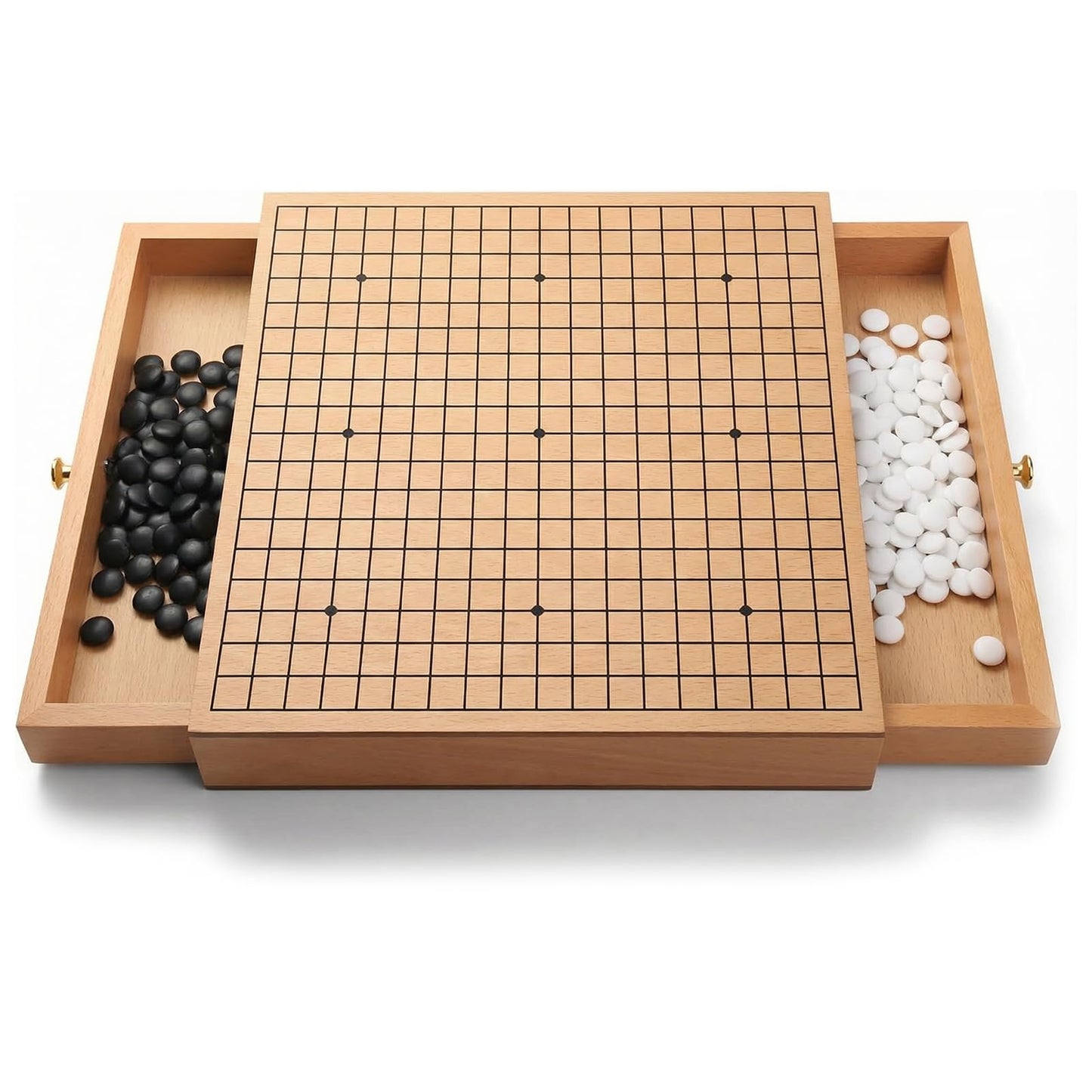 Zeamas Wooden Go Game Set – 11.8-Inch Goban with Drawers, 361 Stones, 19x19 Weiqi Board