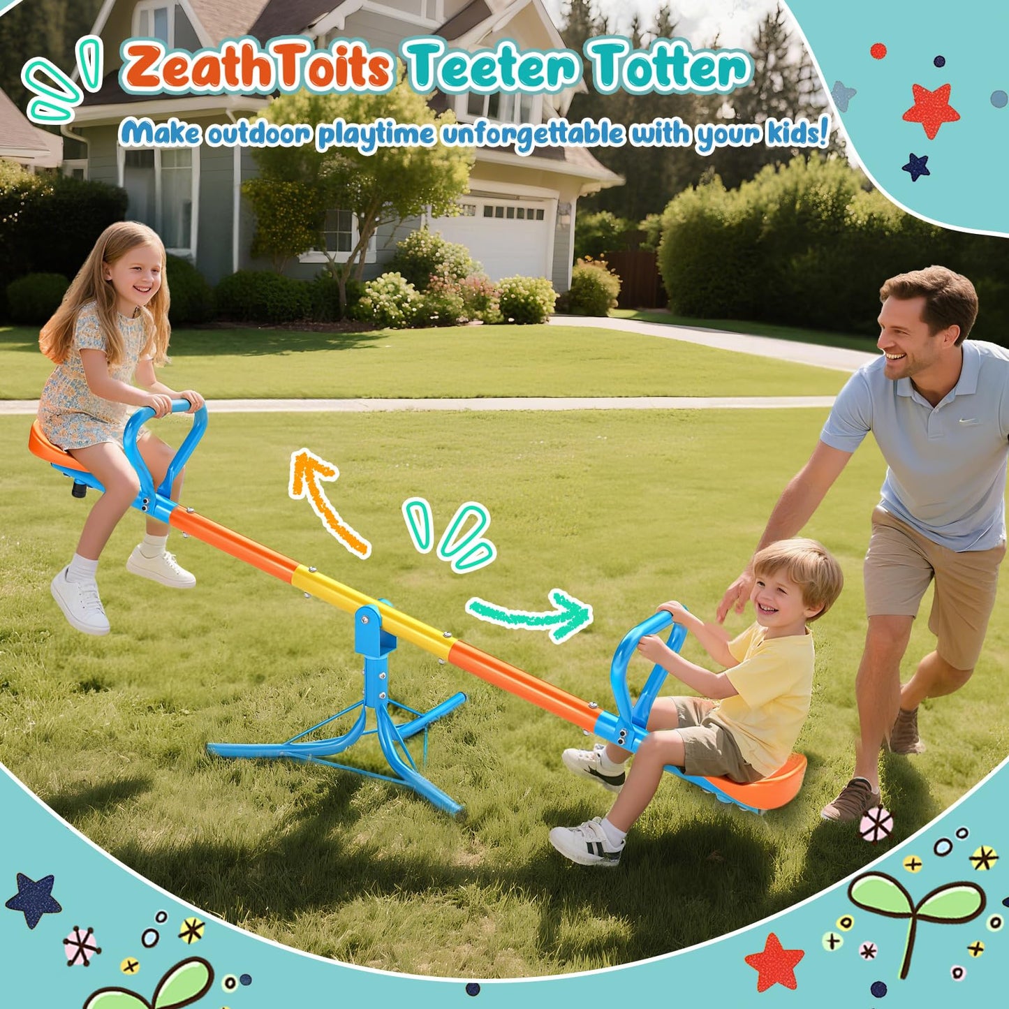 ZeathToits Seesaw - 360° Spin Teeter Totter for Kids 3-8 | Durable Outdoor Playground Toy