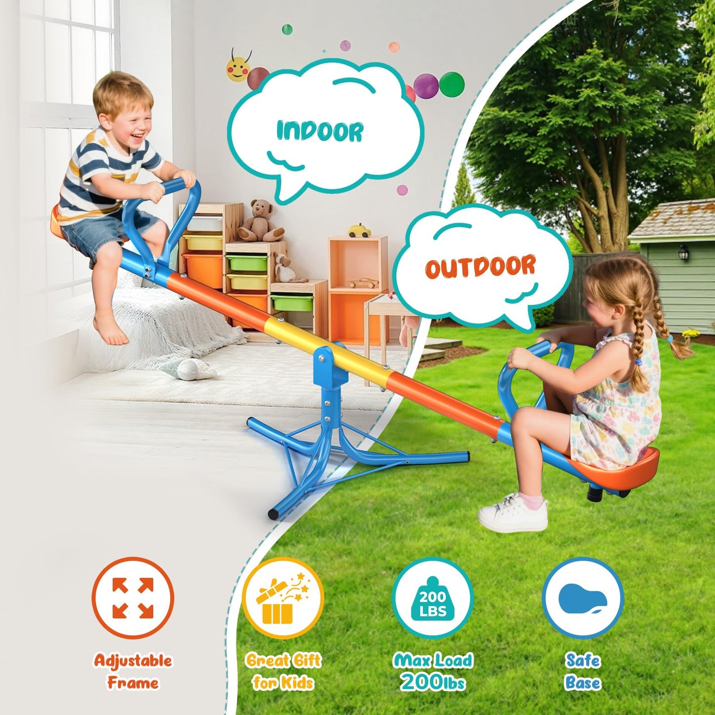 ZeathToits Seesaw - 360° Spin Teeter Totter for Kids 3-8 | Durable Outdoor Playground Toy