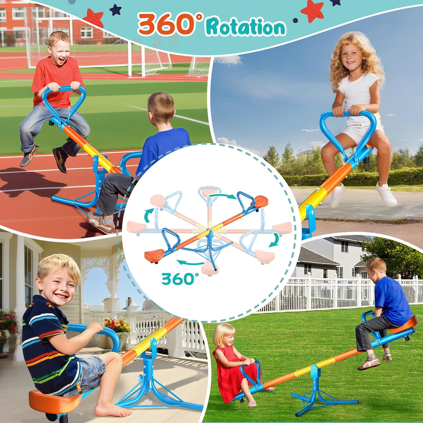 ZeathToits Seesaw - 360° Spin Teeter Totter for Kids 3-8 | Durable Outdoor Playground Toy