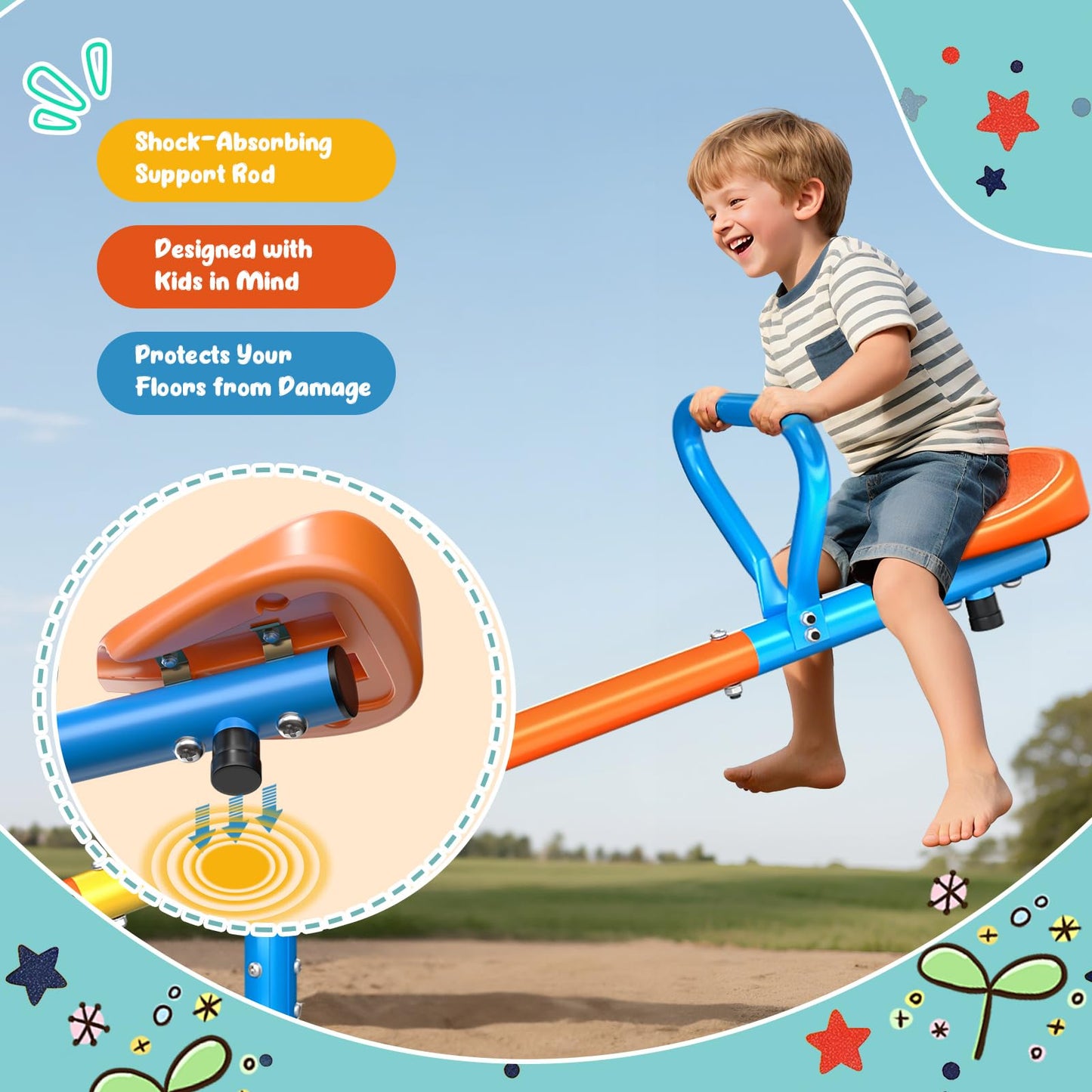 ZeathToits Seesaw - 360° Spin Teeter Totter for Kids 3-8 | Durable Outdoor Playground Toy