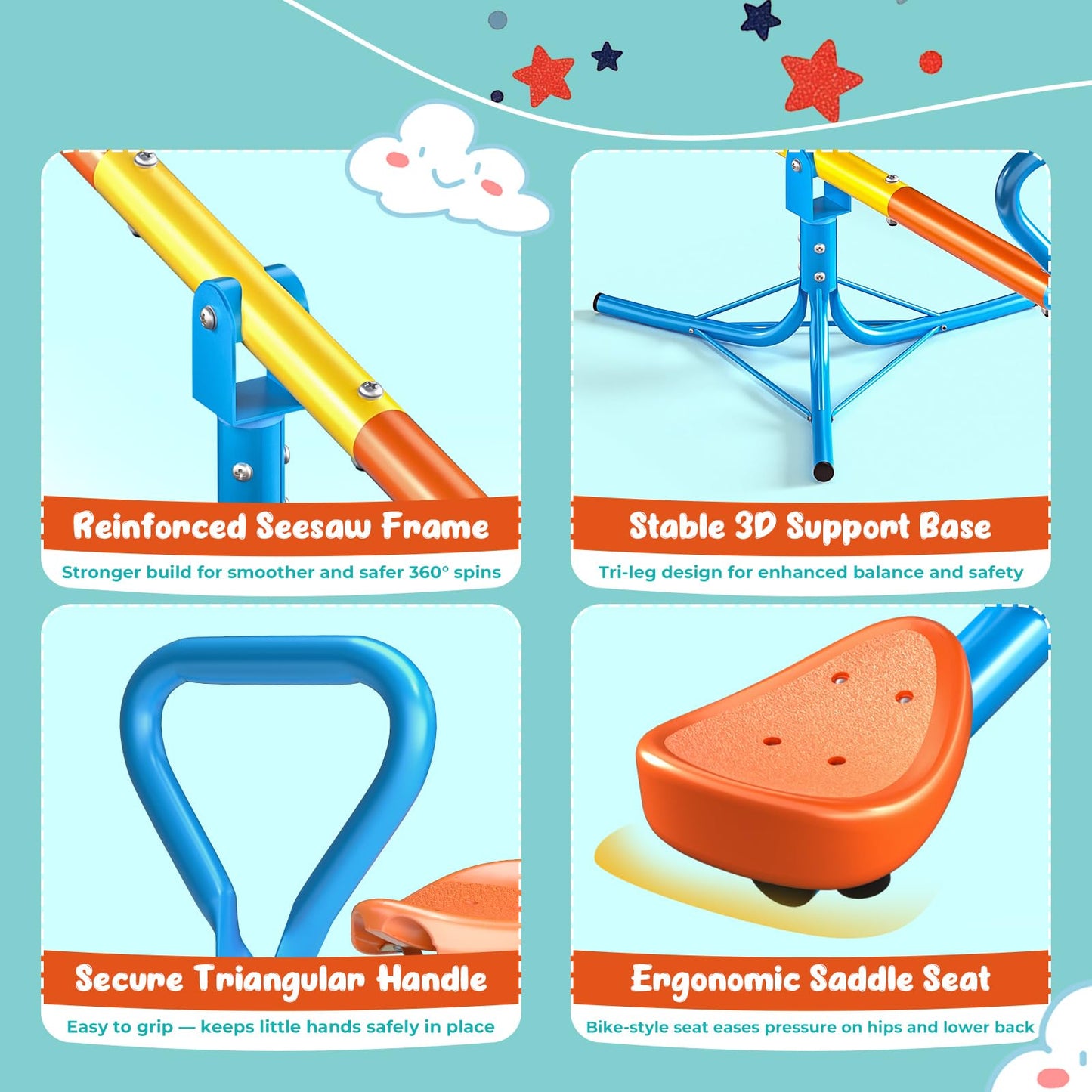 ZeathToits Seesaw - 360° Spin Teeter Totter for Kids 3-8 | Durable Outdoor Playground Toy