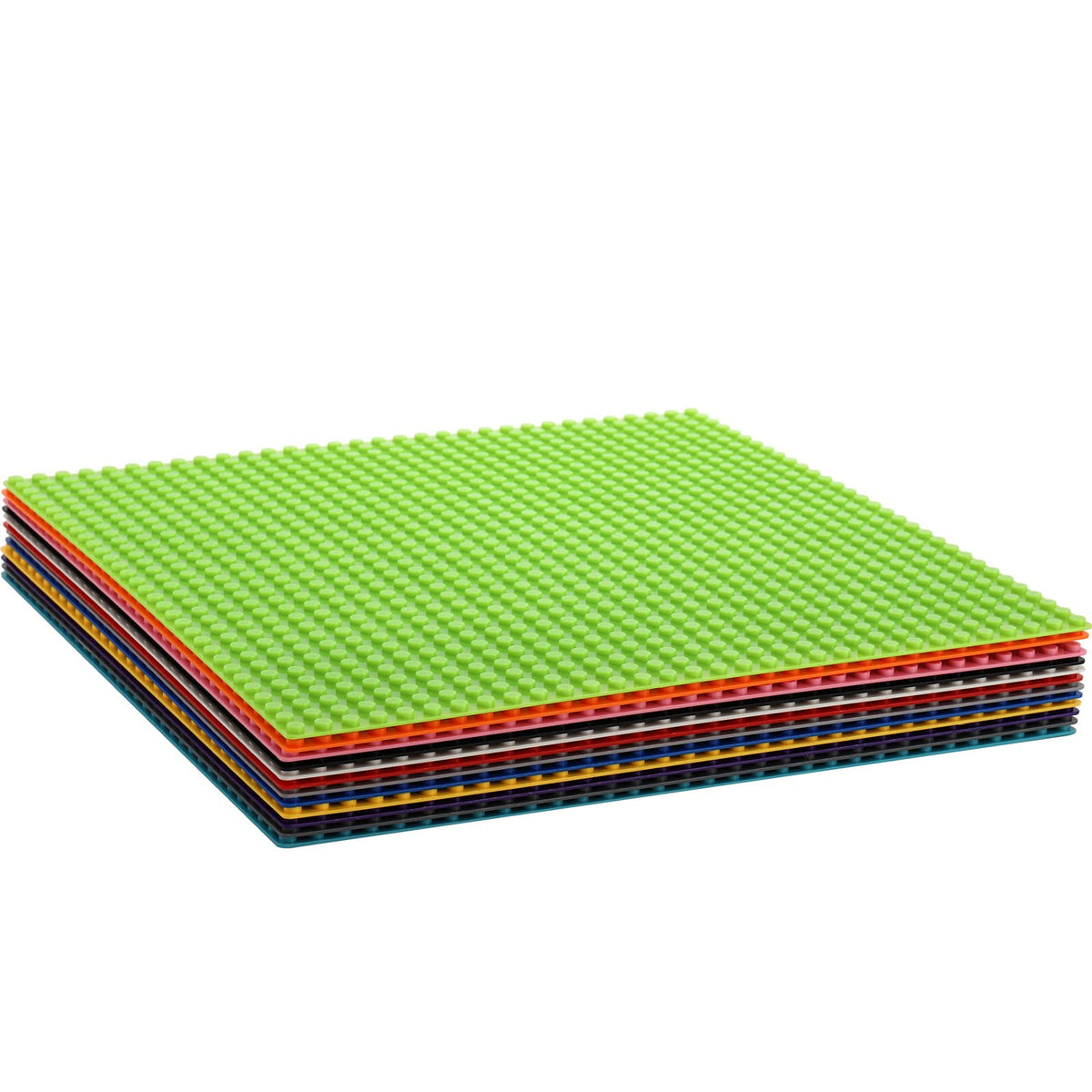 ZEAYEA 12-Pack Classic Baseplates — 12 Colors, 10x10 Inches, Stackable