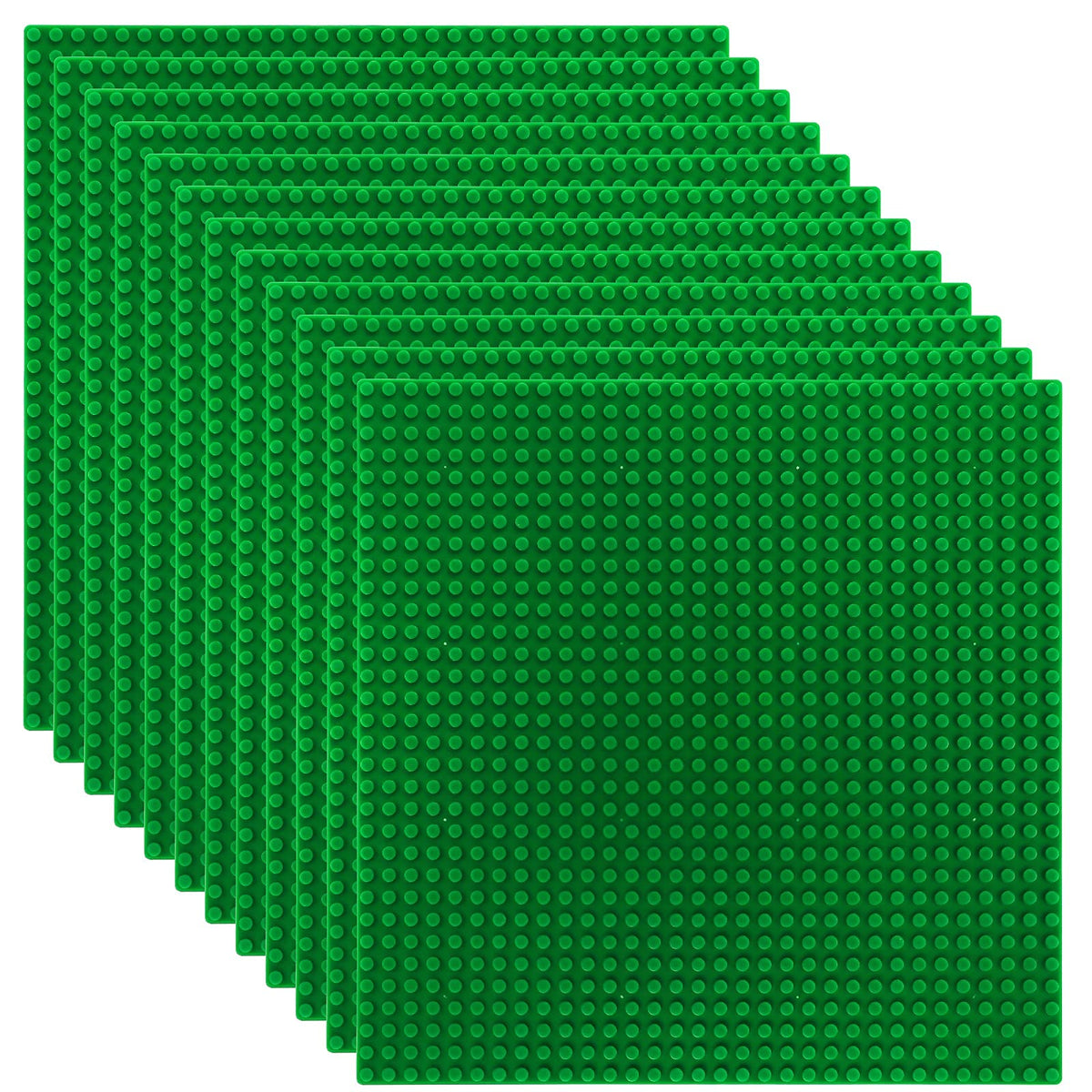 ZEAYEA 12-Pack Classic Baseplates 10x10 Green – Compatible with Most Bricks