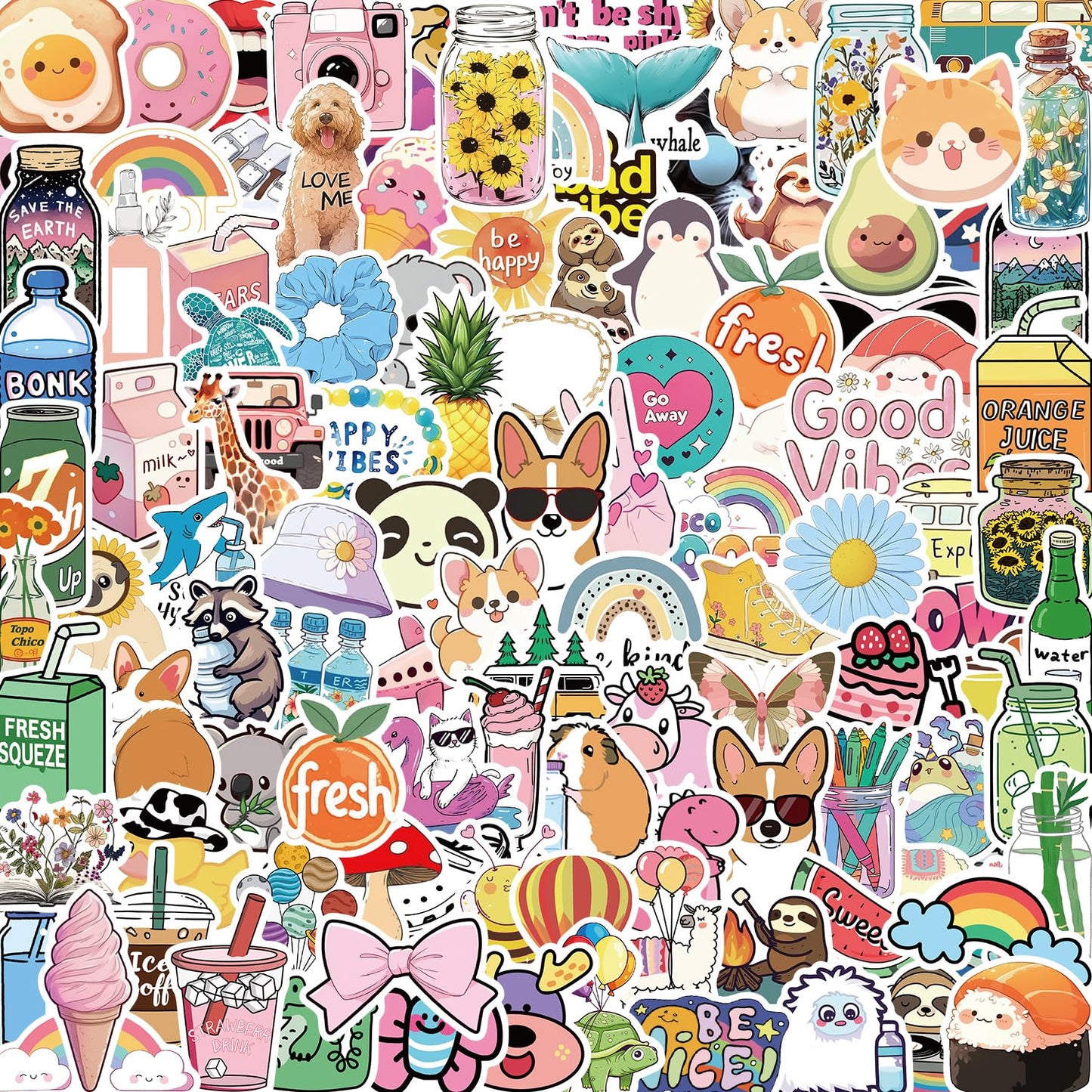 ZECANLIES 120Pcs Water Bottle Stickers – Waterproof Vinyl Decor Pack for Kids, Teens & Adults