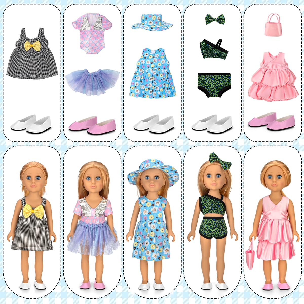 Zecckige 18-Inch Doll Clothes & Accessories – 18-Piece Complete Outfit Set