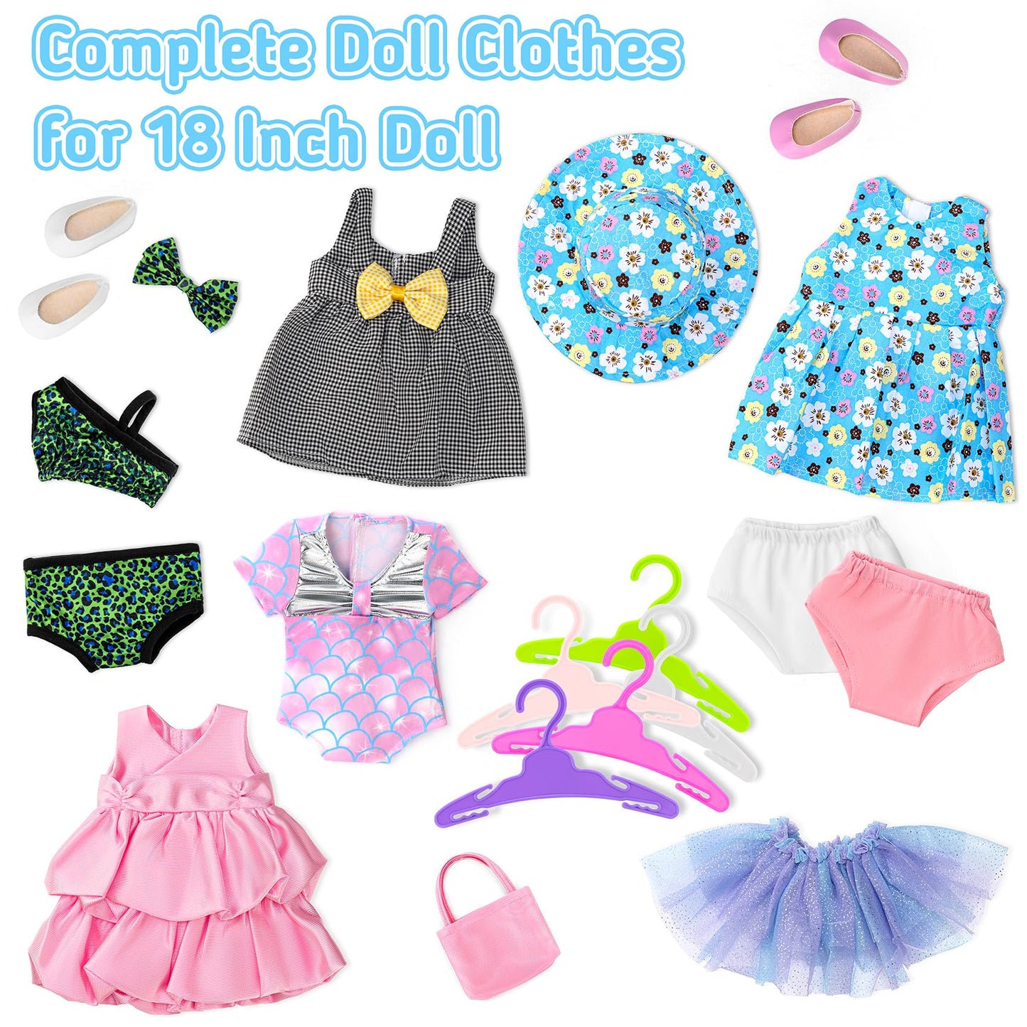 Zecckige 18-Inch Doll Clothes & Accessories – 18-Piece Complete Outfit Set