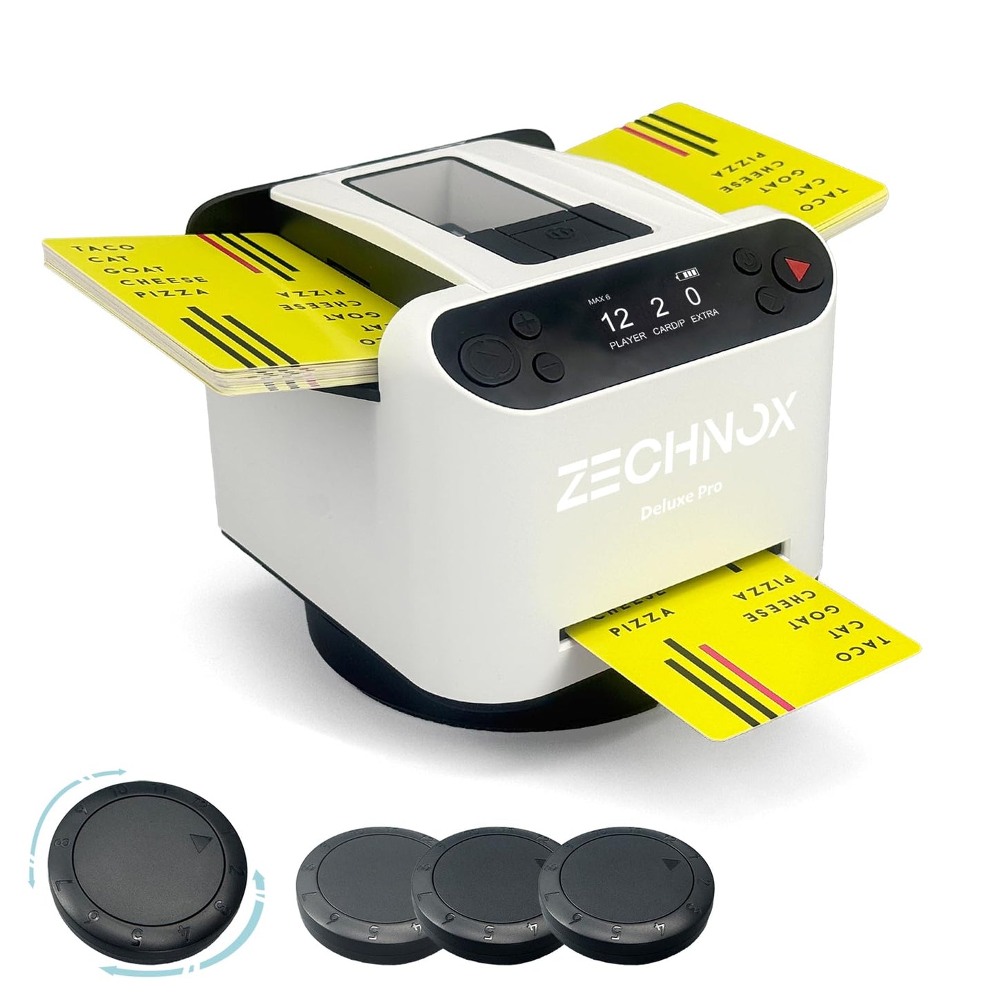 ZechnoX 2025 Smart 2-in-1 Card Shuffler & Dealer — 12-Player, 360° Rotation, Ultra Quiet, Rechargeable