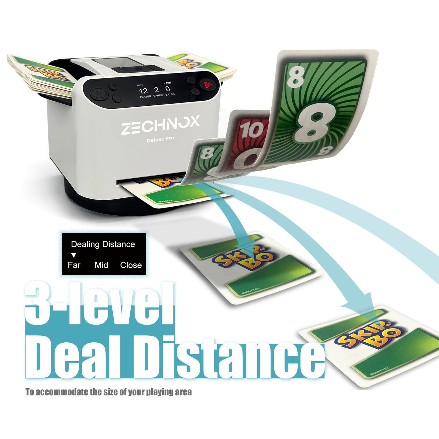 ZechnoX 2025 Smart 2-in-1 Card Shuffler & Dealer — 12-Player, 360° Rotation, Ultra Quiet, Rechargeable