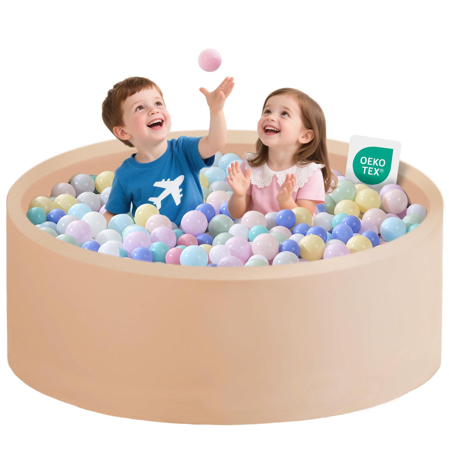 Zedachica Ball Pit for Toddlers | 47.24-inch x 15.75-inch Soft Foam Play Space (Beige, Balls Not Included)
