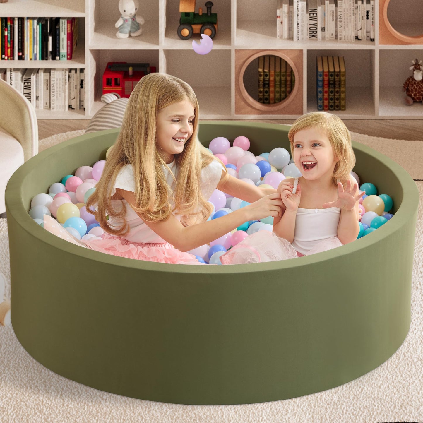 Zedachica Ball Pit for Toddlers – Soft Foam Play Space Sagegreen (NO Balls)