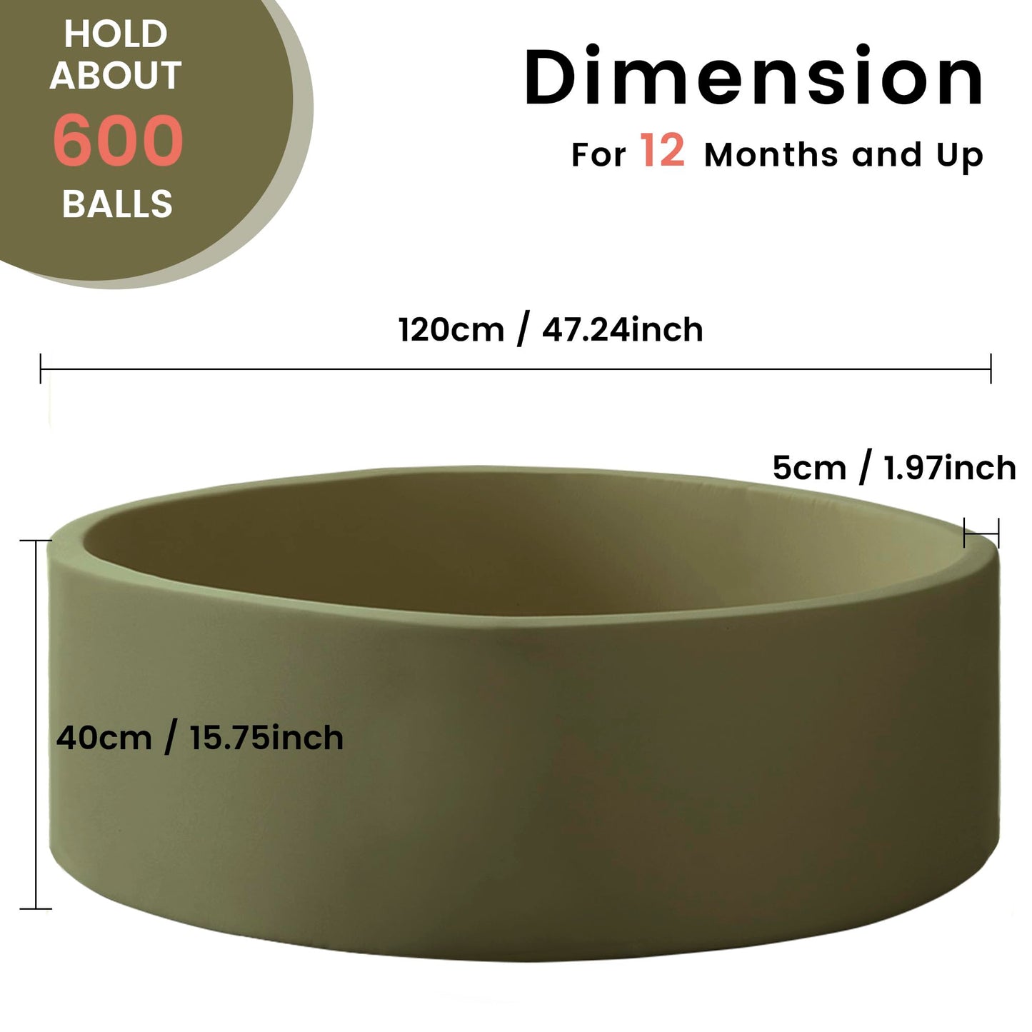 Zedachica Ball Pit for Toddlers – Soft Foam Play Space Sagegreen (NO Balls)