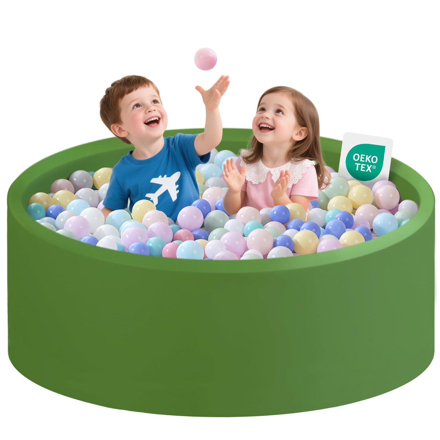 Zedachica Ball Pit for Toddlers – 47.24'' x 15.75'' Foam Ball Pit, Green (No Balls Included)