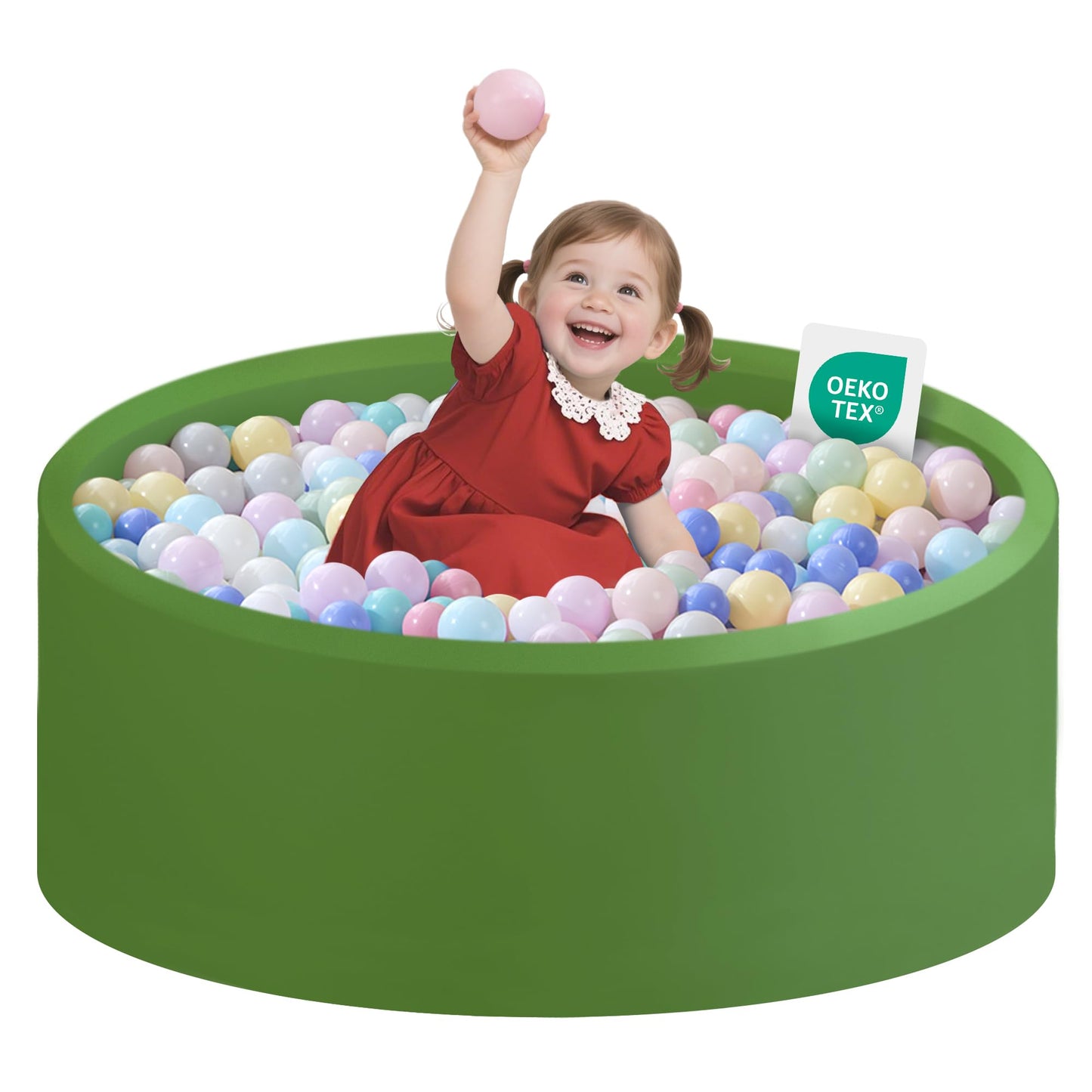 Zedachica Ball Pit for Toddlers – 35.43'' x 11.81'' Green Soft Memory Foam Play Pit (No Balls)