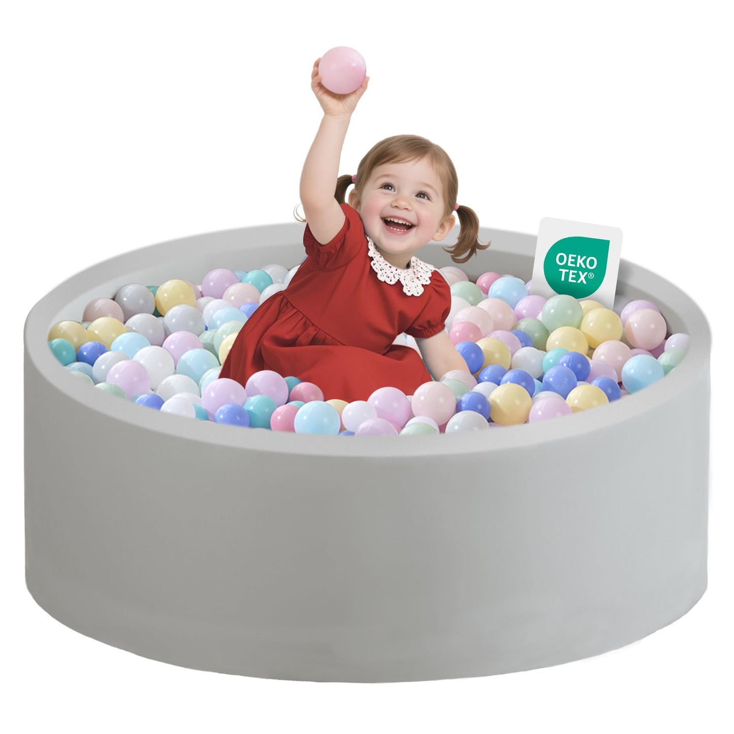 Zedachica Ball Pit for Toddlers 35.43 x 11.81 inches | Soft Memory Foam Round Ball Pit (Grey, NO BALLS)