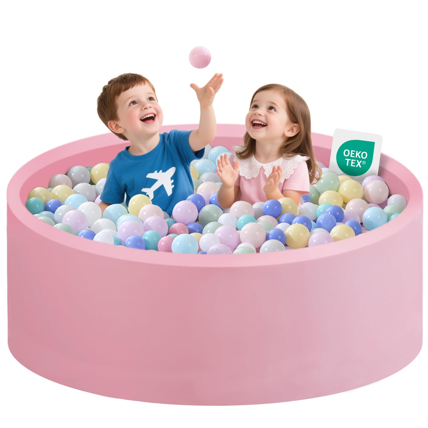 Zedachica Ball Pit for Toddlers – Soft Foam, 47.24'' x 15.75'', Pink (Balls Not Included)
