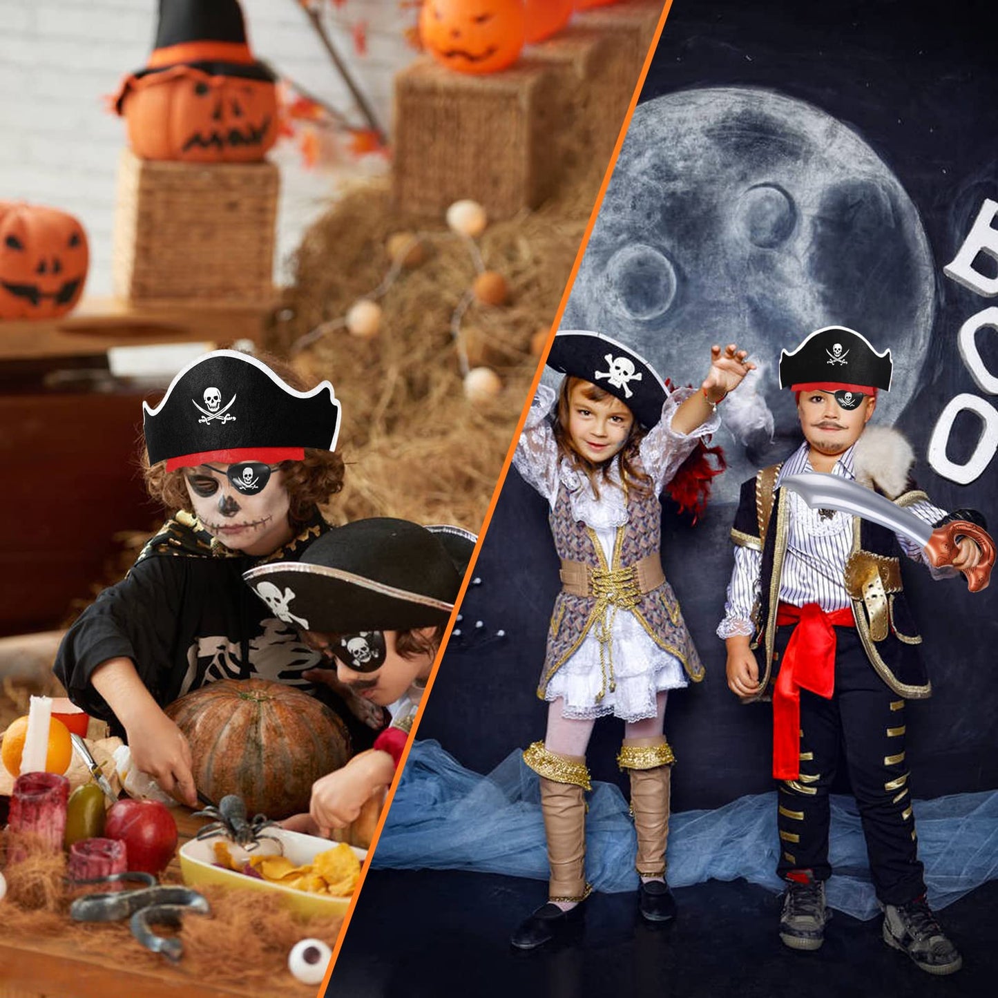 ZeeDix 36-Pcs Pirate Accessories for Kids – Hats, Eye Patches & Swords