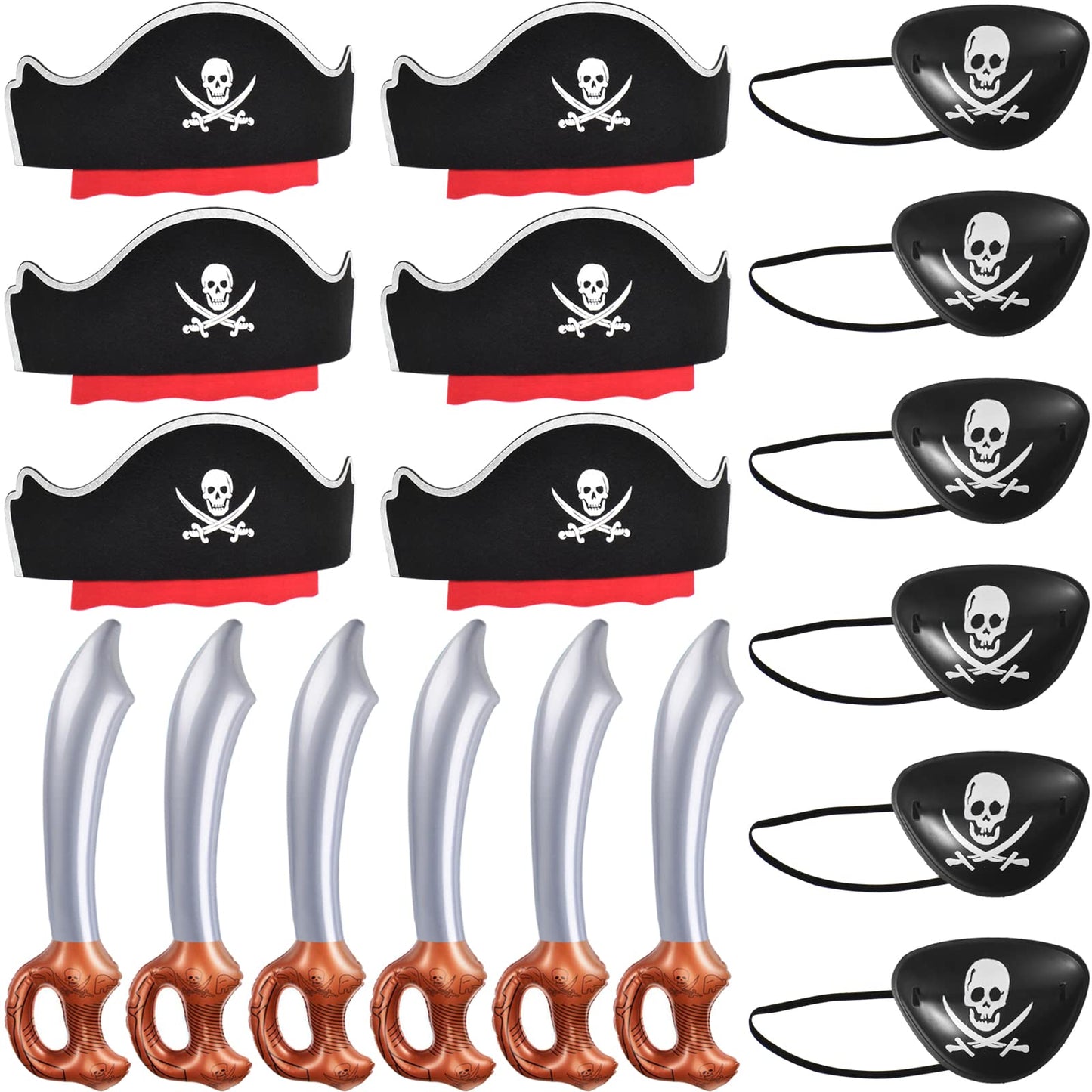 ZeeDix 18-Piece Pirate Accessories Set for Kids | Hats, Eye Patches & Swords