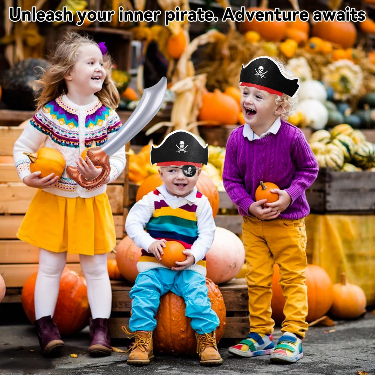 ZeeDix 18-Piece Pirate Accessories Set for Kids | Hats, Eye Patches & Swords