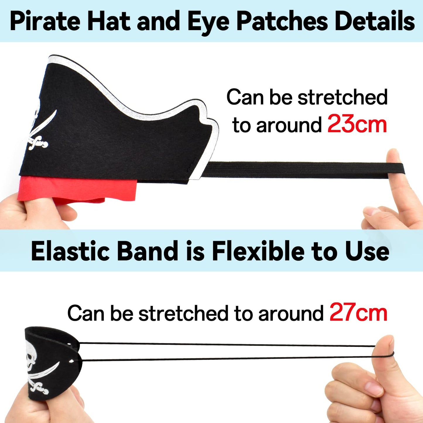 ZeeDix 36-Pcs Pirate Accessories for Kids – Hats, Eye Patches & Swords