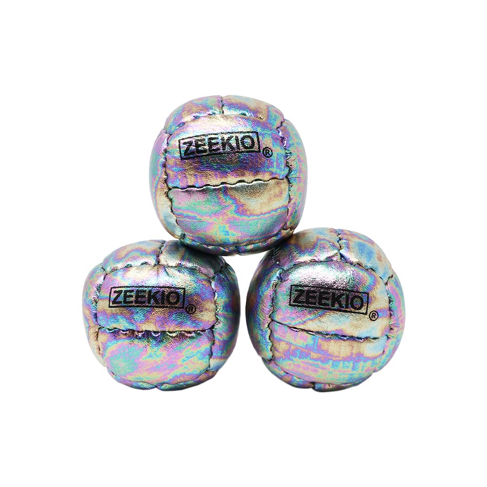 Zeekio Galaxy Juggling Balls - Premium 12-Panel Leather, 130g, 67mm (3-Pack) Cosmo