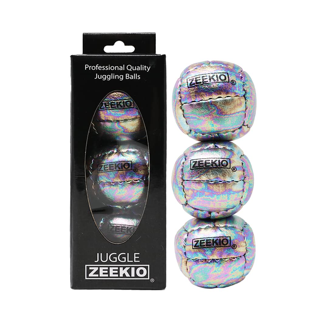 Zeekio Galaxy Juggling Balls - Premium 12-Panel Leather, 130g, 67mm (3-Pack) Cosmo