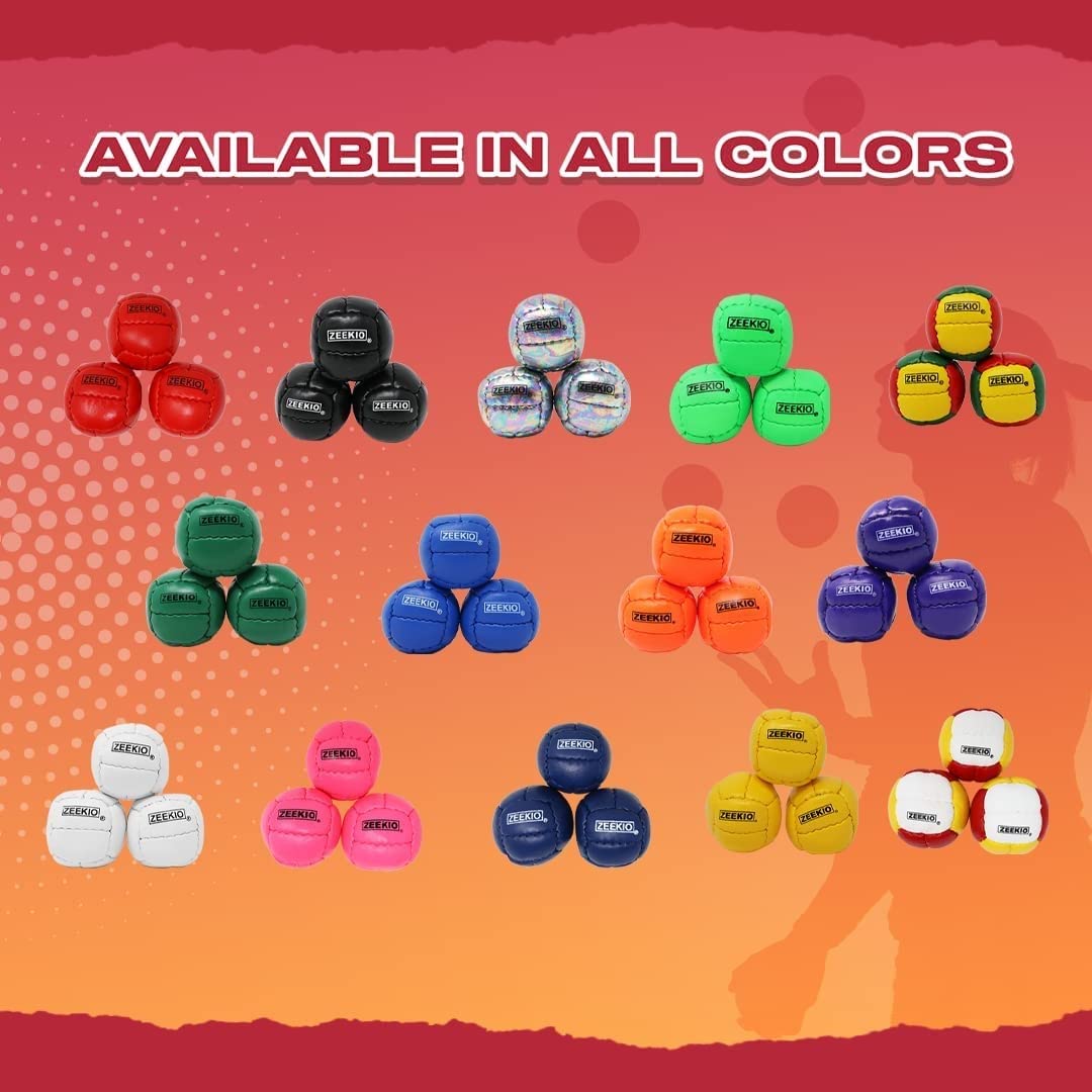 Zeekio Galaxy Juggling Balls - Premium 12-Panel Leather, 130g, 67mm (3-Pack) Cosmo