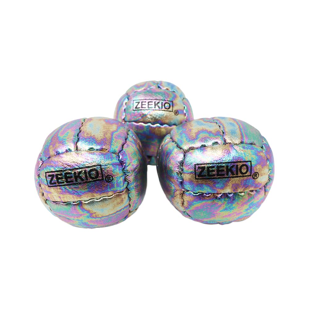 Zeekio Galaxy Juggling Balls - Premium 12-Panel Leather, 130g, 67mm (3-Pack) Cosmo