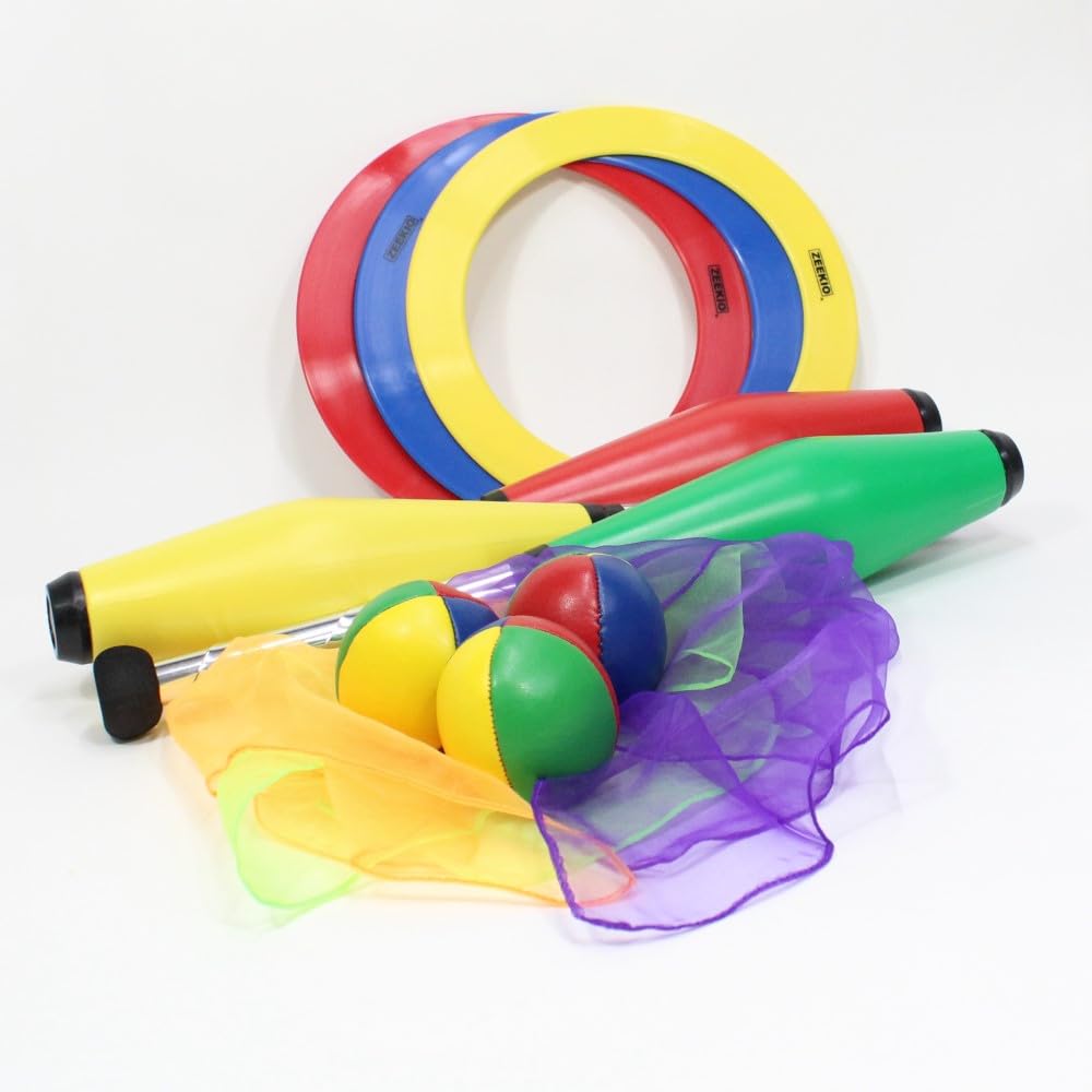 Zeekio YoYoSam Juggling Kit — Beginner Starter Set (3 Balls, Scarves, Rings & Clubs)