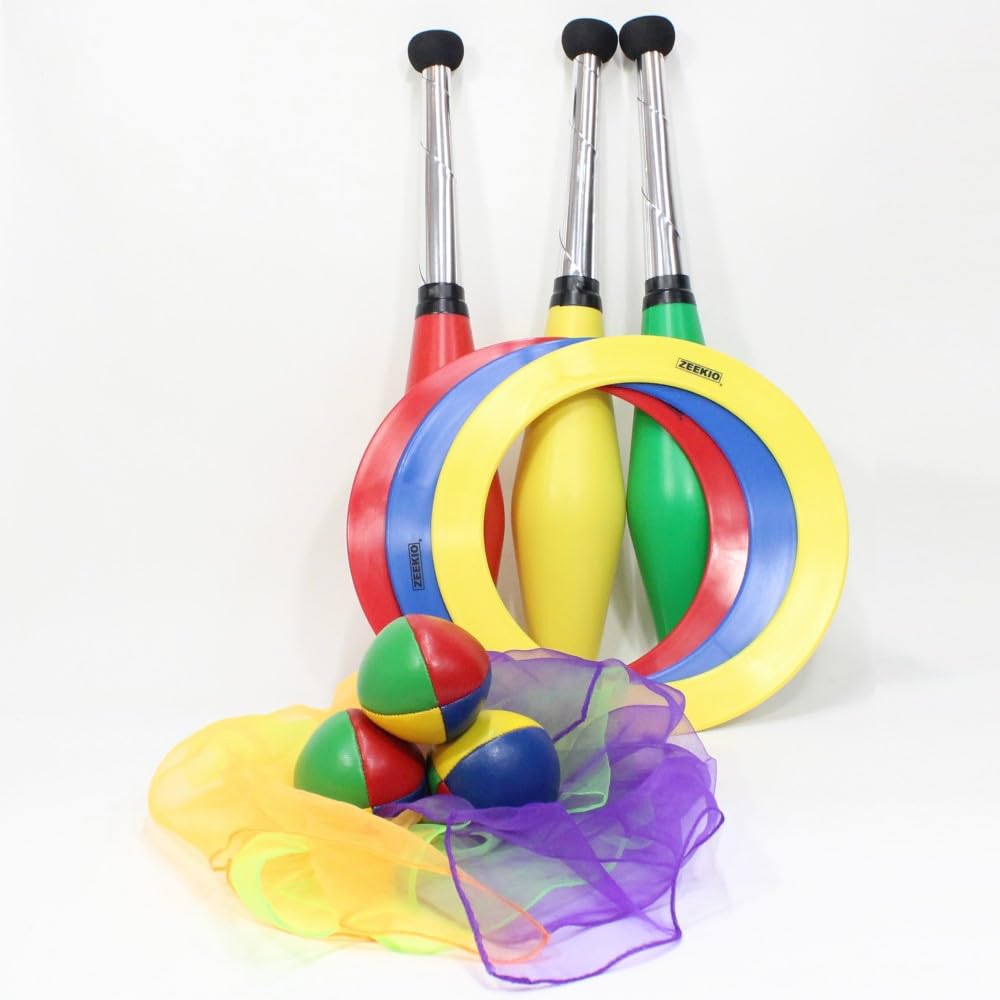 Zeekio YoYoSam Juggling Kit — Beginner Starter Set (3 Balls, Scarves, Rings & Clubs)