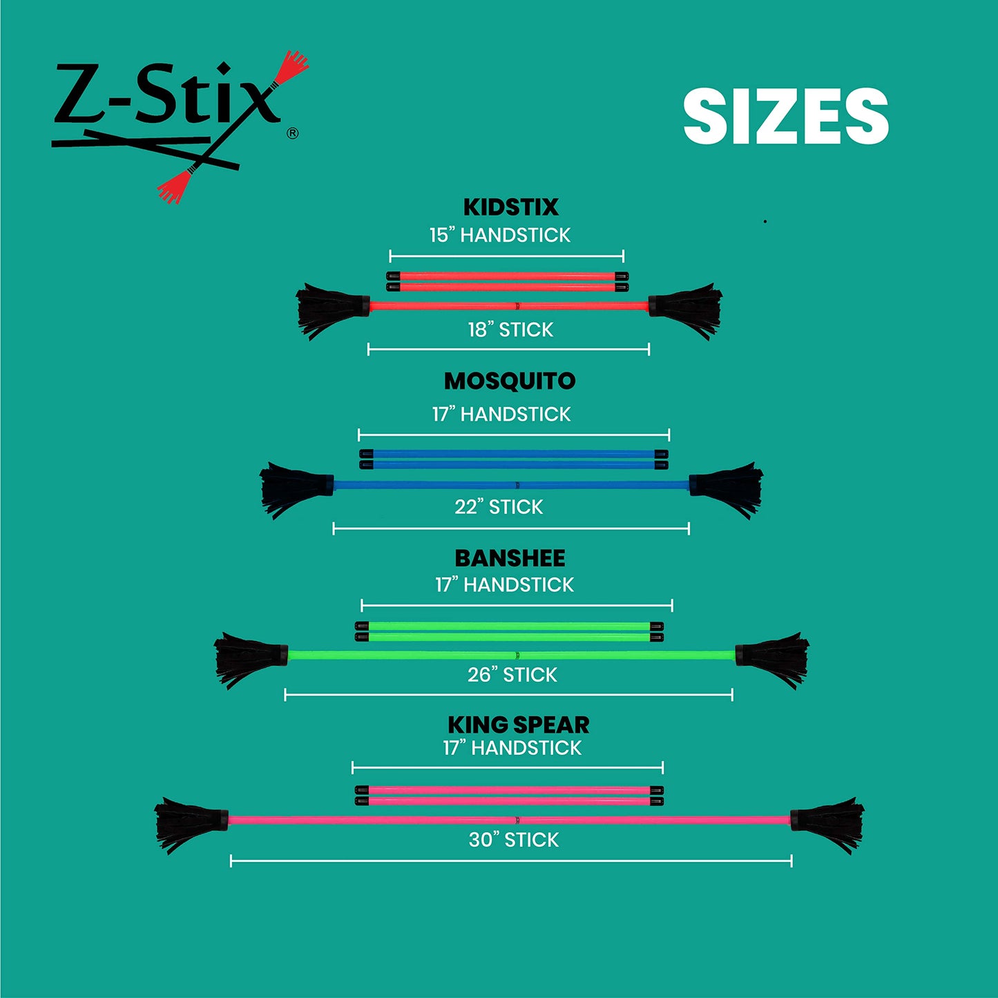 Zeekio Z-Stix Neon Series Devil Sticks & Hand Sticks – Beginner Friendly