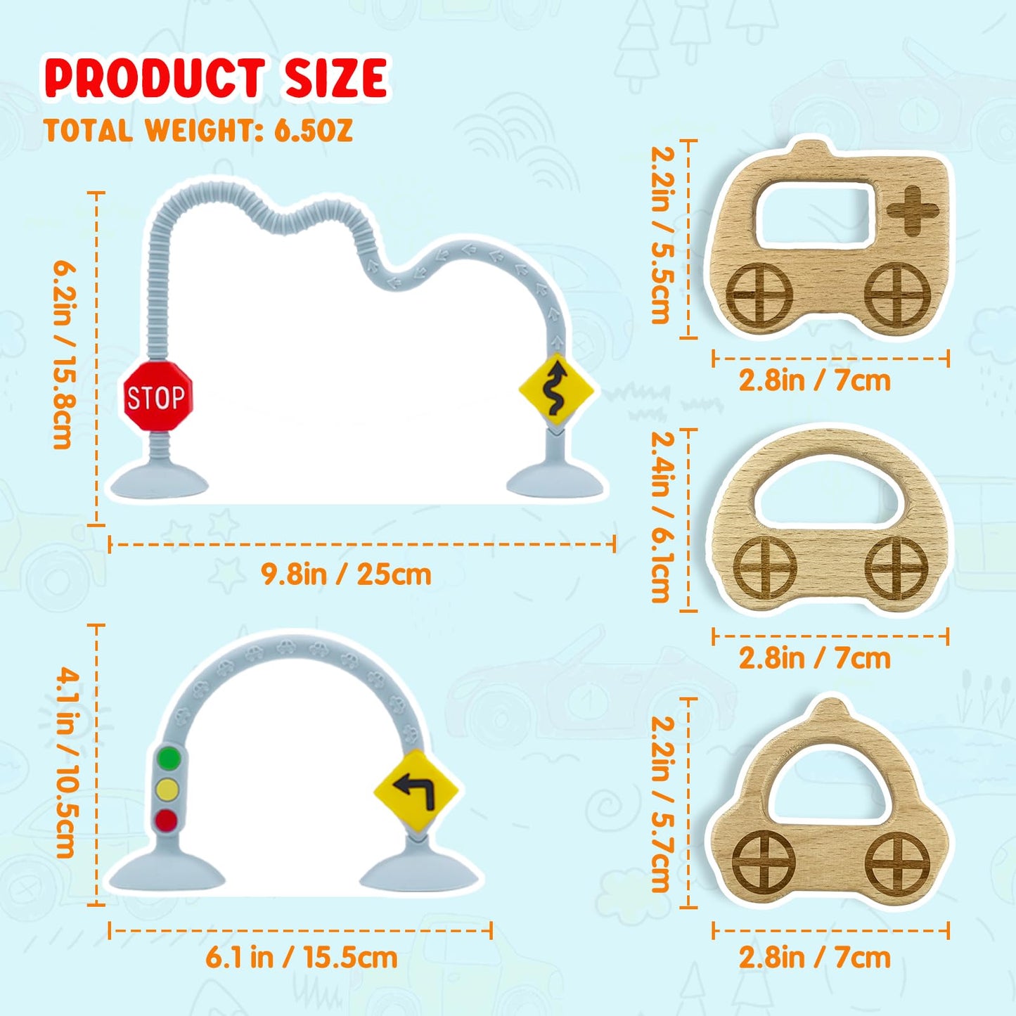 zeeloopbee High Chair Suction Toys – Safe Silicone & Beech Wood Teether for Babies