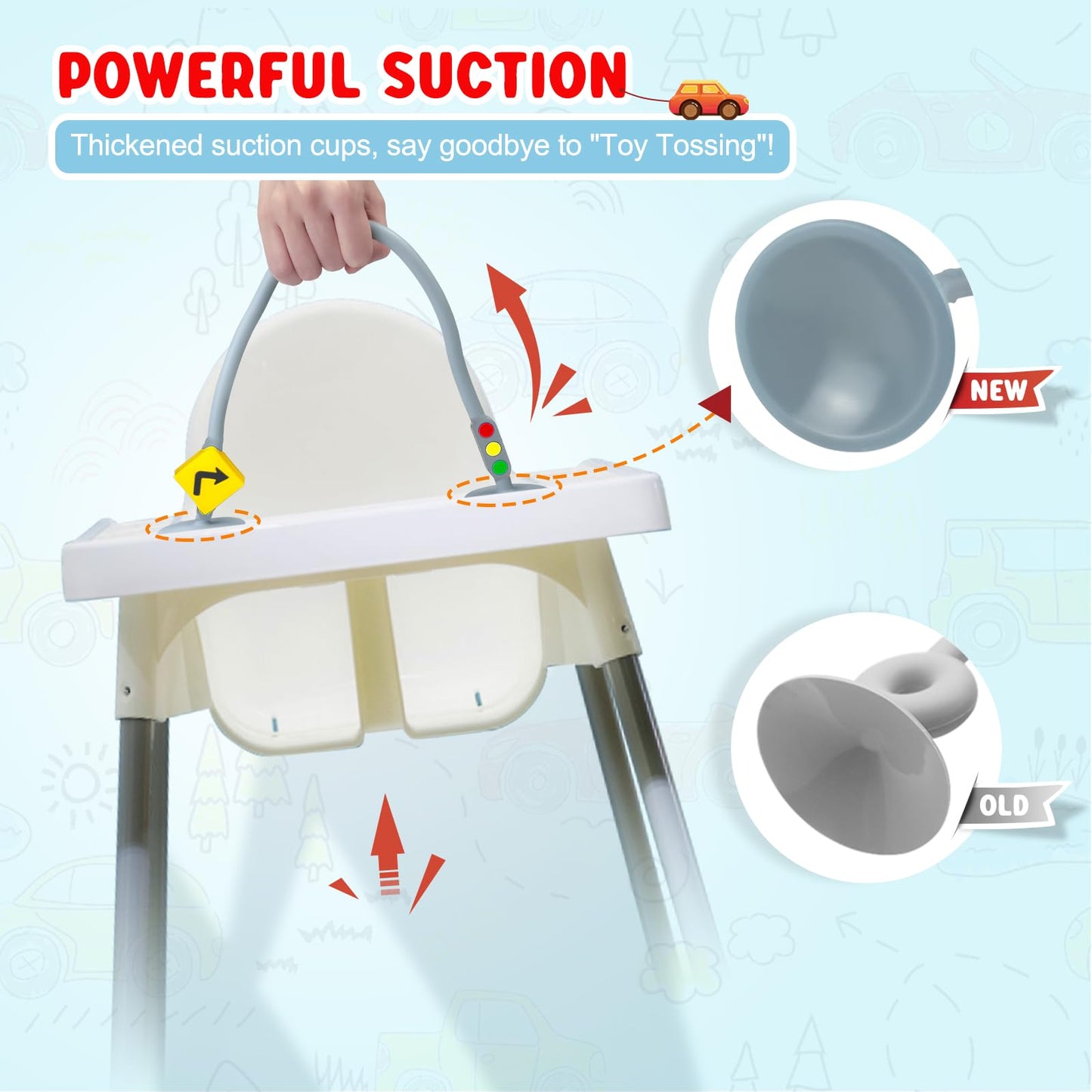 zeeloopbee High Chair Suction Toys – Safe Silicone & Beech Wood Teether for Babies