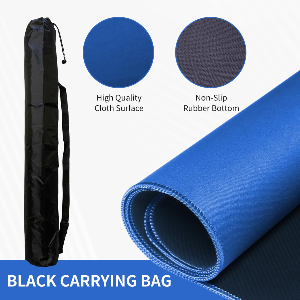 ZEELYER Mahjong Mat 31.5in x 31.5in – Blue, Non-Slip Backing, Carry Bag