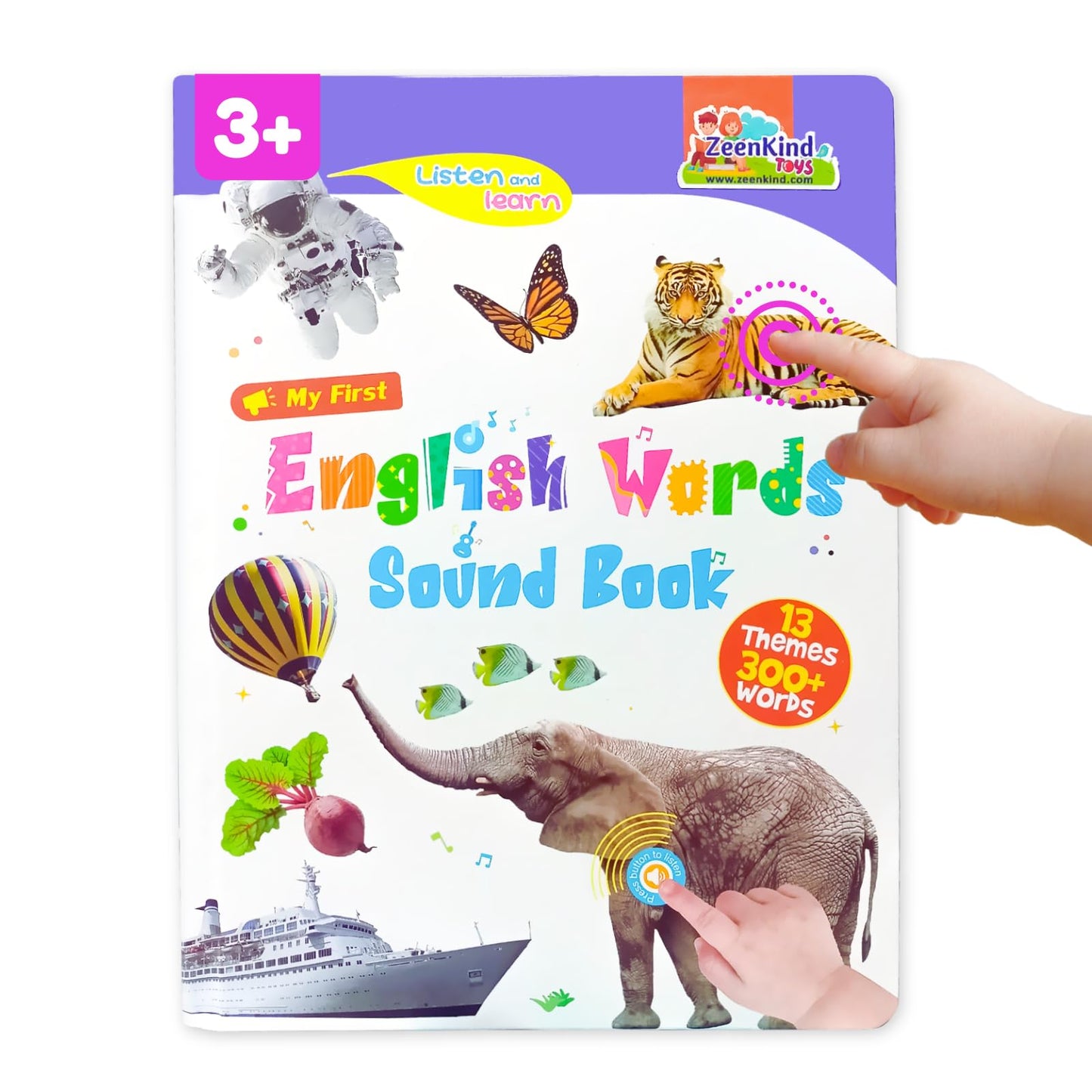 ZeenKind English Words Sound Book for Kids | 300+ Words Talking Interactive Learning Toy