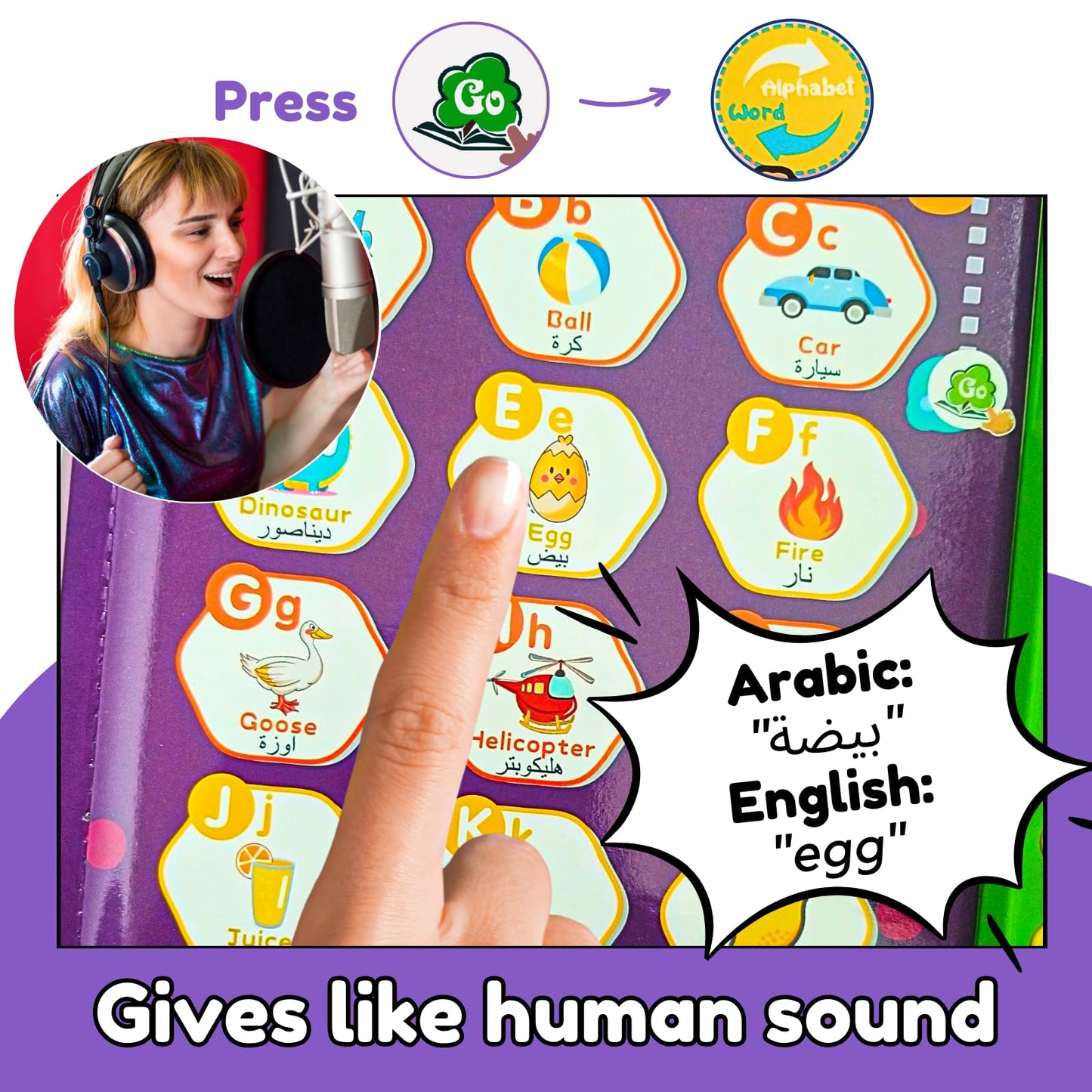 ZeenKind Bilingual Talking Book for Kids — English & Arabic (2–6 yrs)