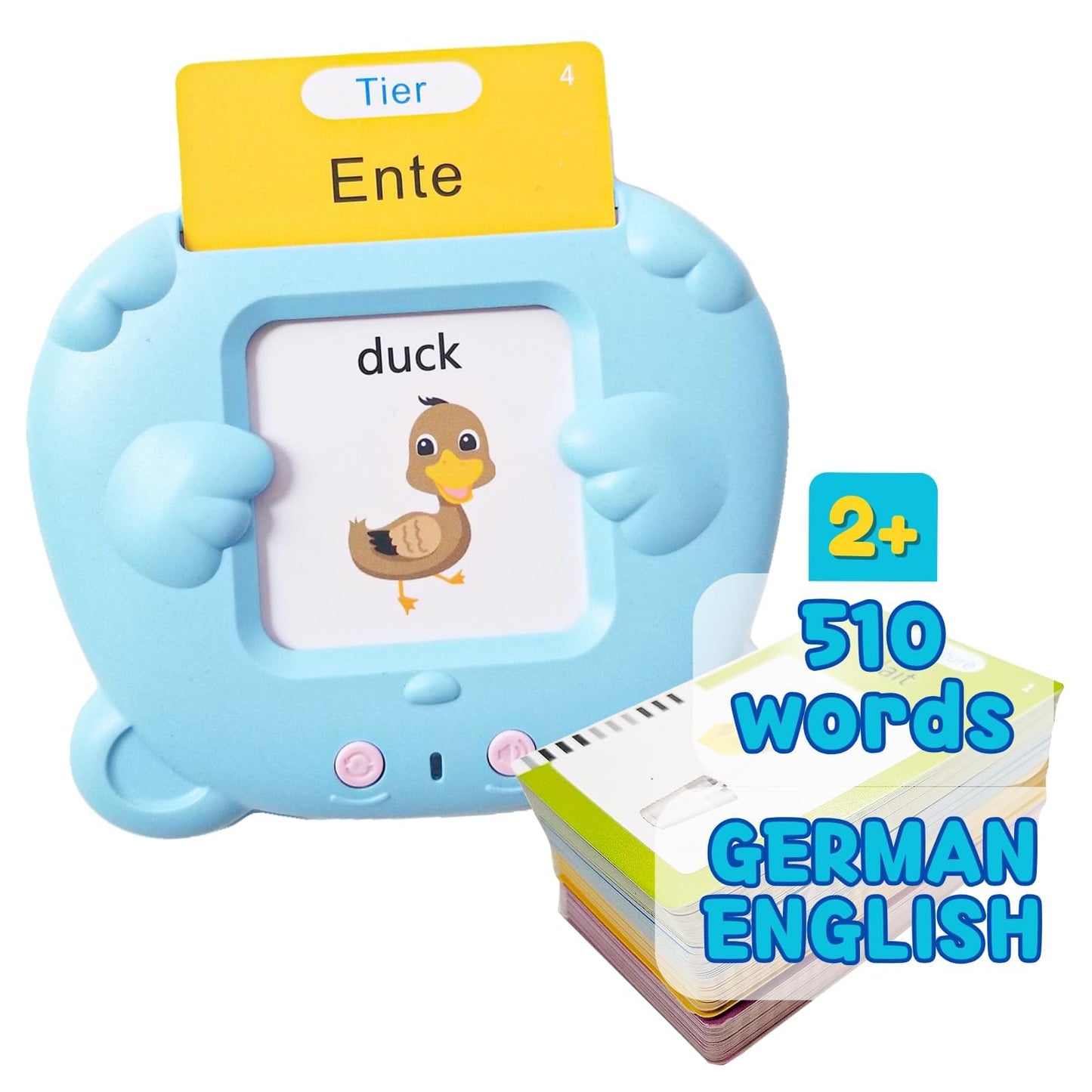 ZEENKIND German & English Talking Flash Cards – 510 Sight Words for Toddlers (2-6) | Bilingual Audio Learning