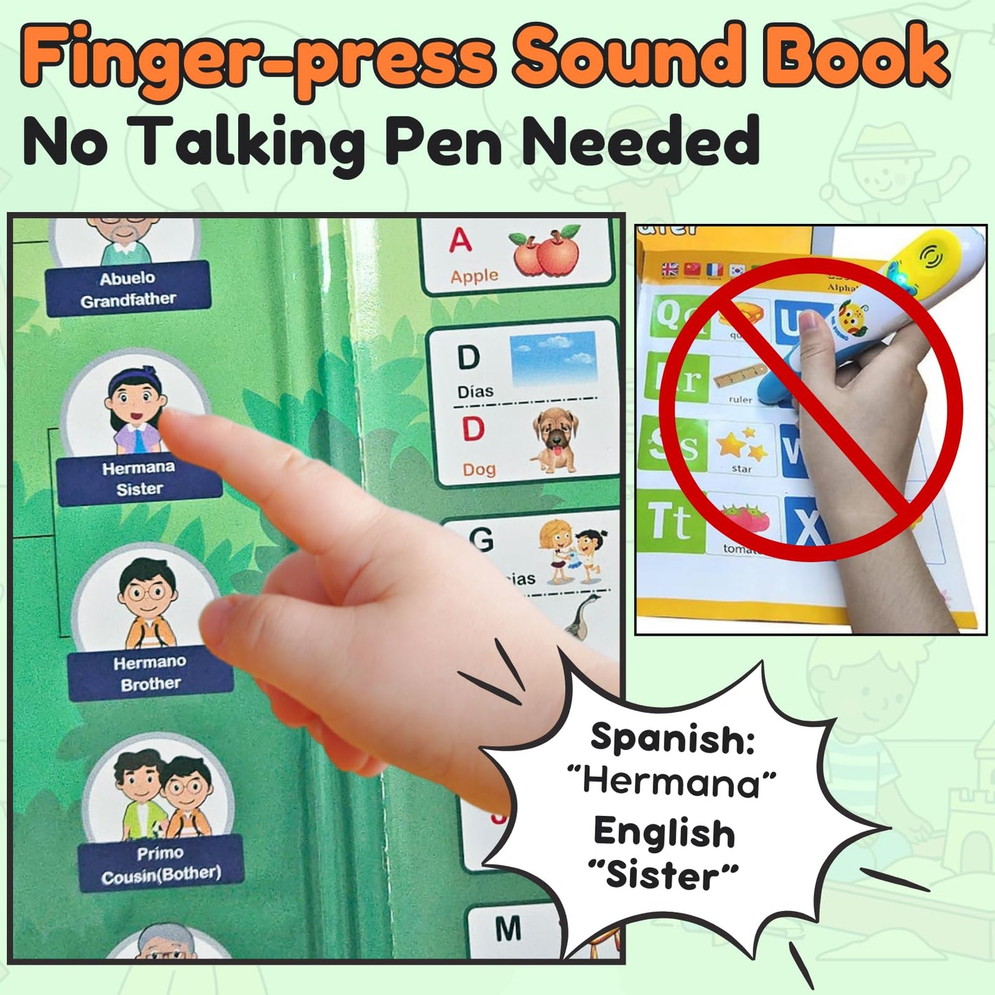 ZEENKIND Spanish-English Sound Book for Kids (2-5) | Bilingual Audio Learning Toy