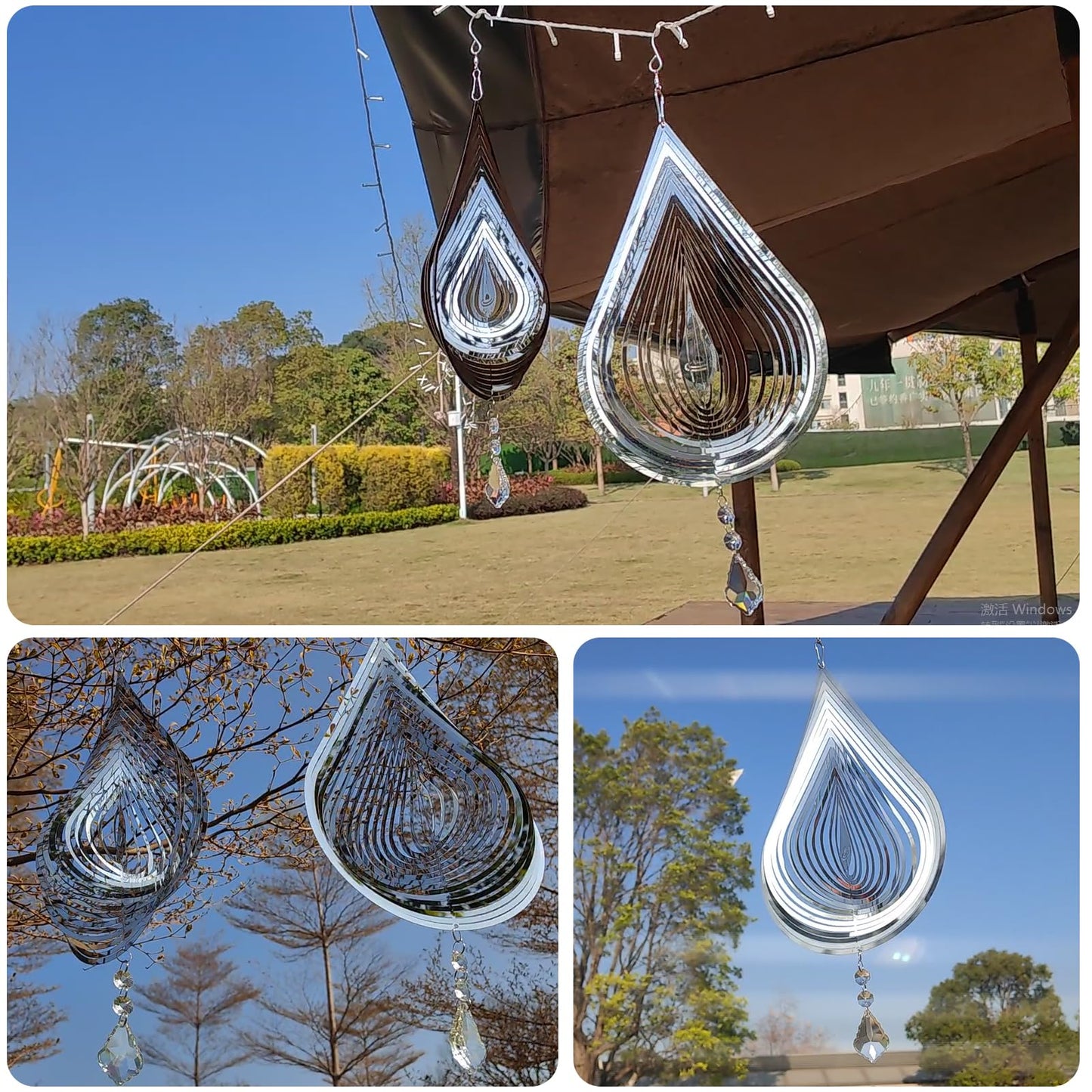 Zeewoo 2-Pack 3D Wind Spinner - Stainless Steel Garden Bird Deterrent