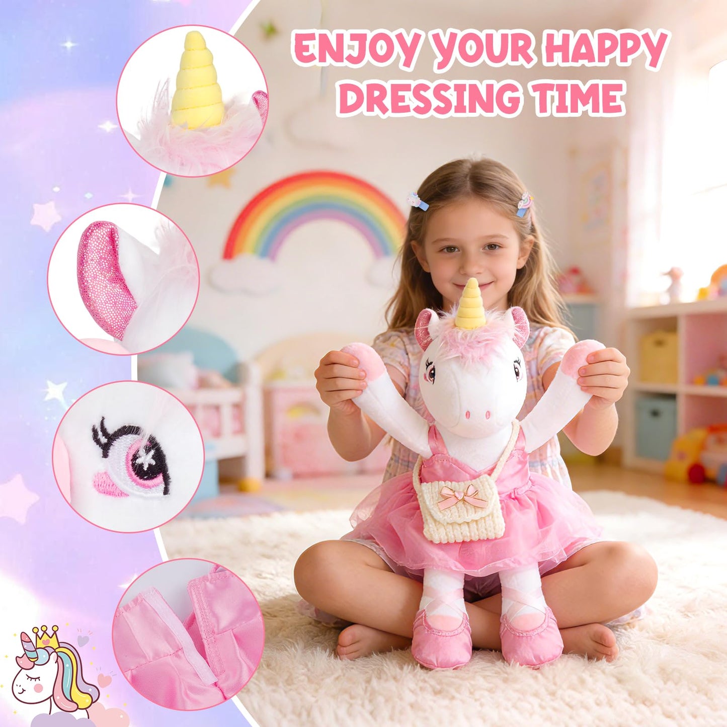 ZeffuLyne Unicorn Dress-Up Set for Girls 4-8 | 11-Piece Ballet Plush Gift