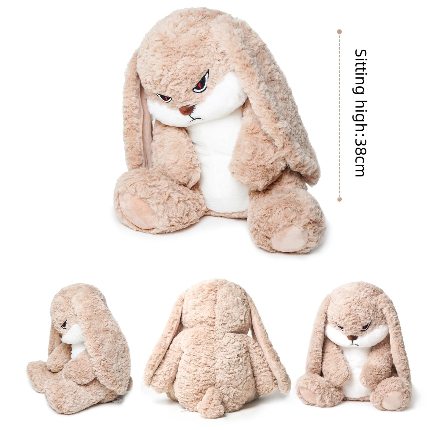 ZEIO Grumpy Bunny 19.6-Inch Plush Rabbit – Ultra-Soft Huggable Toy