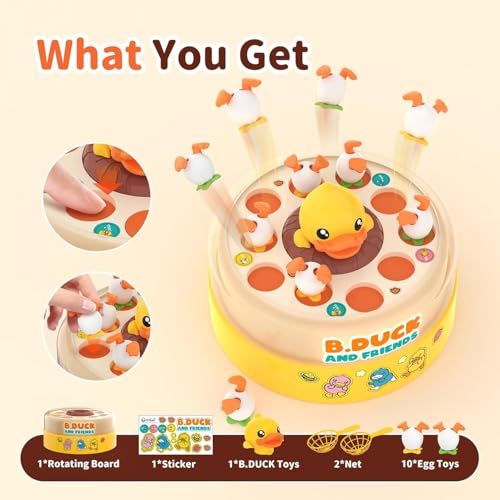 Zelbuck B.Duck Bounce Catch Game – Interactive 2-Player Family Board Game for Kids 3-7 (Yellow)