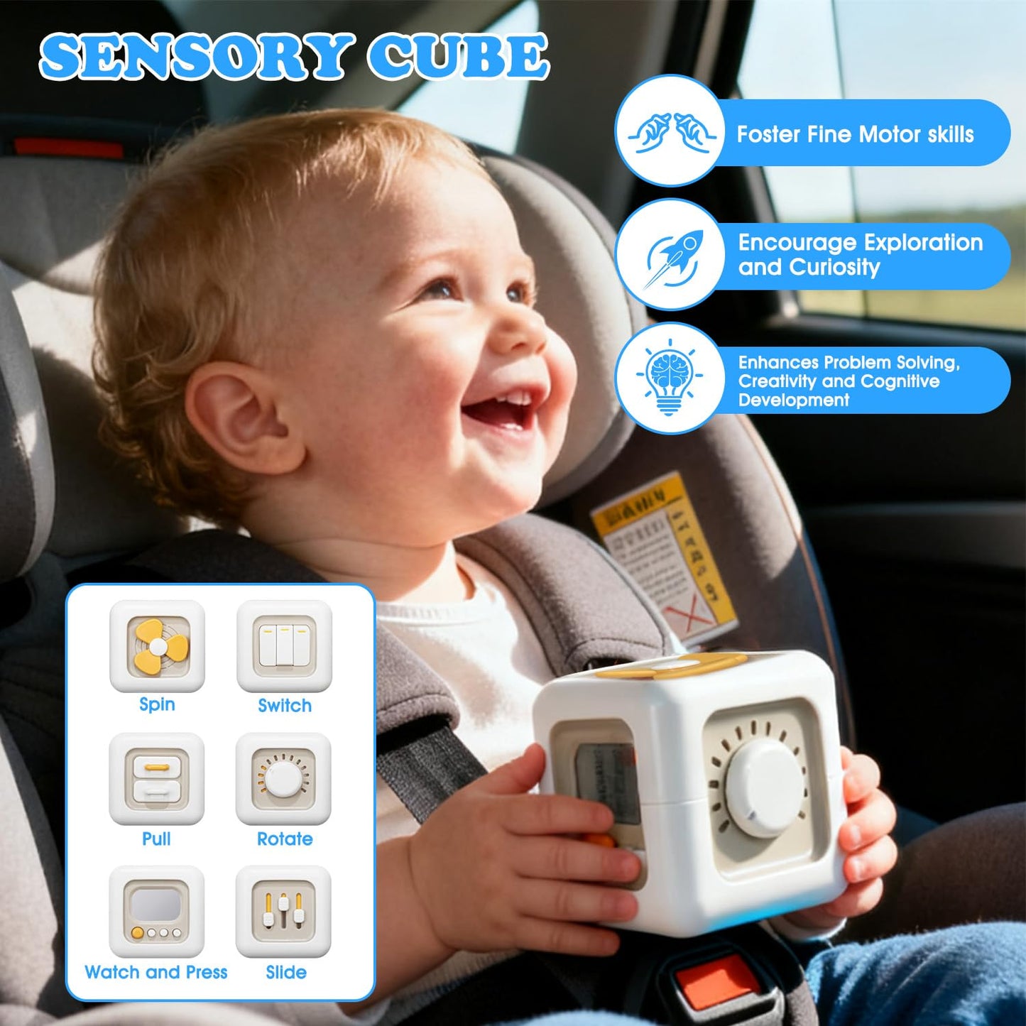 Zelvia 6-in-1 Montessori Baby Toys for 6–36 Months | Busy Cube, Stacking Cups & More