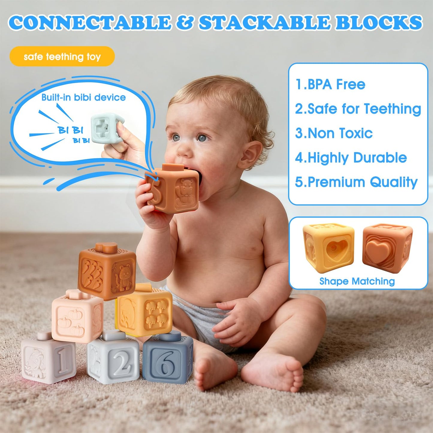 Zelvia 6-in-1 Montessori Baby Toys for 6–36 Months | Busy Cube, Stacking Cups & More